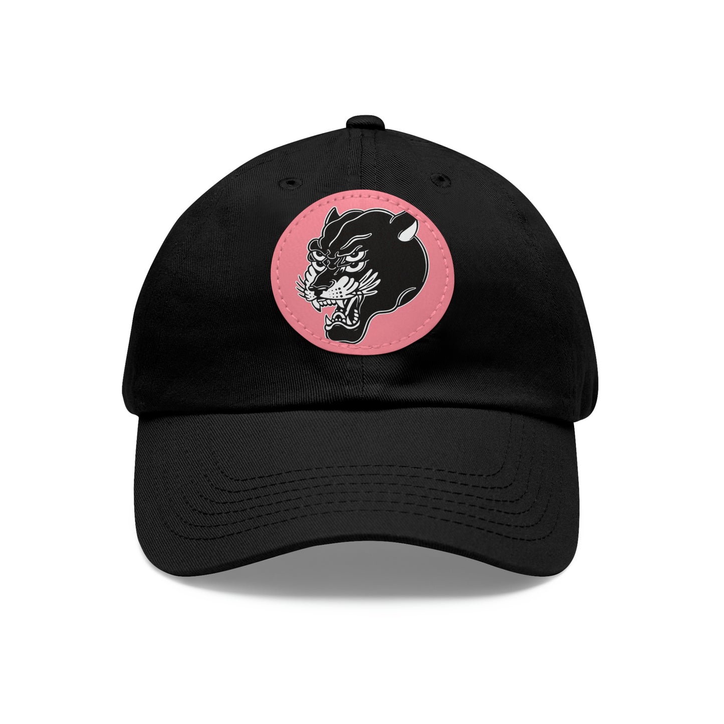 Dad Hat with Leather Round Patch | Mothers Tattoo Double Panther Logo by Brendan Houston (IG: @ohbhave)