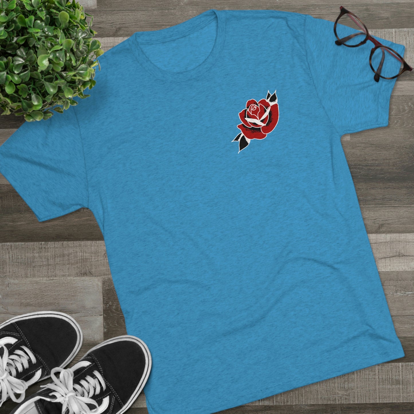 Unisex Tri-Blend Crew Tee | Gypsy's Red Rose Gypsy Lady (by @ryseart)
