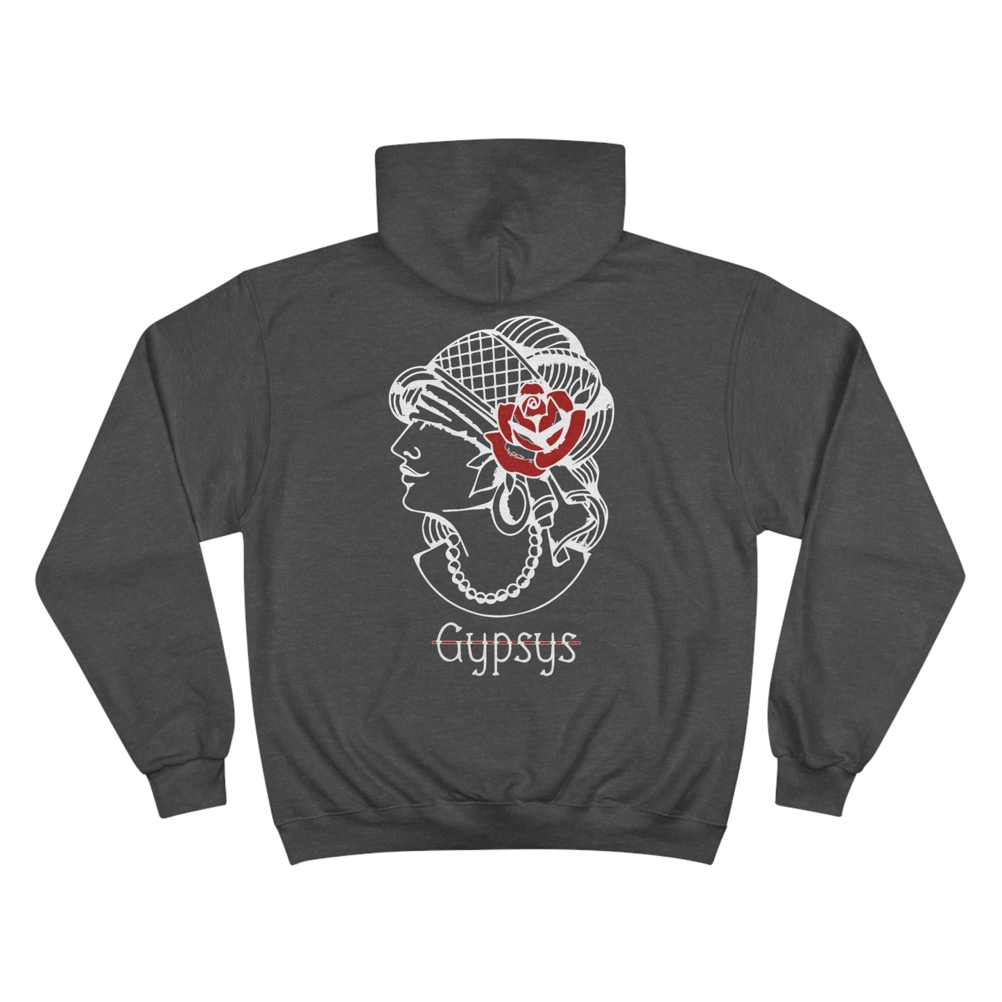 Unisex Champion Hoodie | Gypsy's Red Rose Gypsy Lady (by @ryseart)