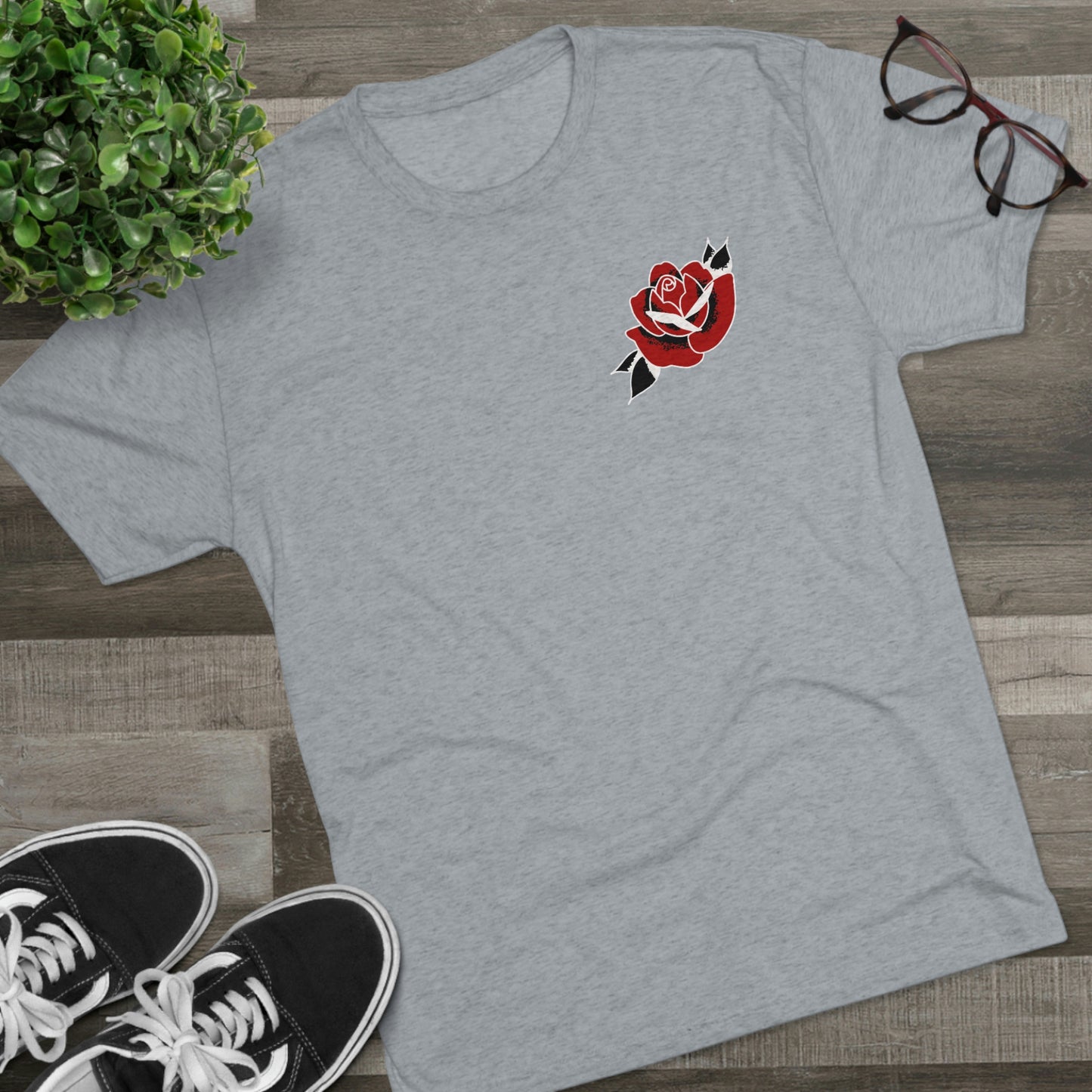 Unisex Tri-Blend Crew Tee | Gypsy's Red Rose Gypsy Lady (by @ryseart)