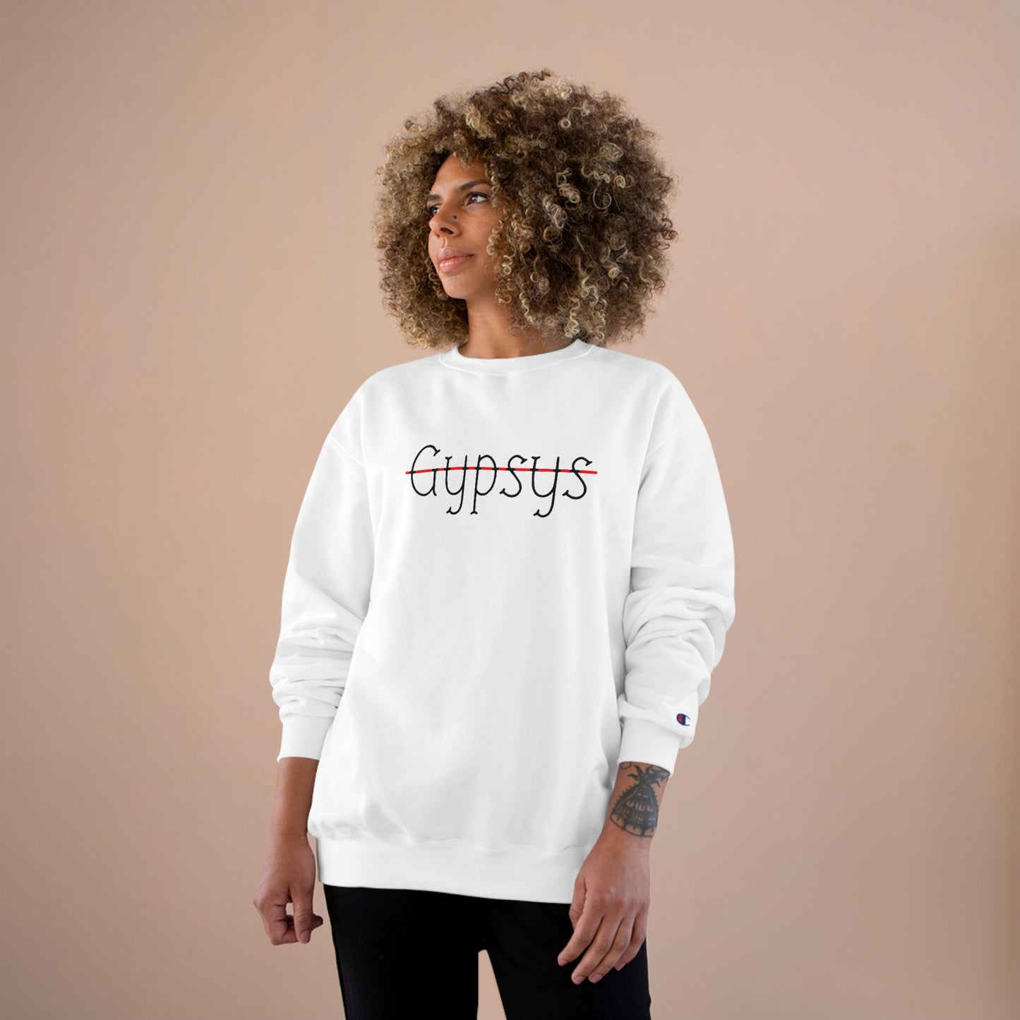 Unisex Champion Crewneck Sweatshirt | Gypsy's Red Rose Gypsy Lady (by @ryseart)