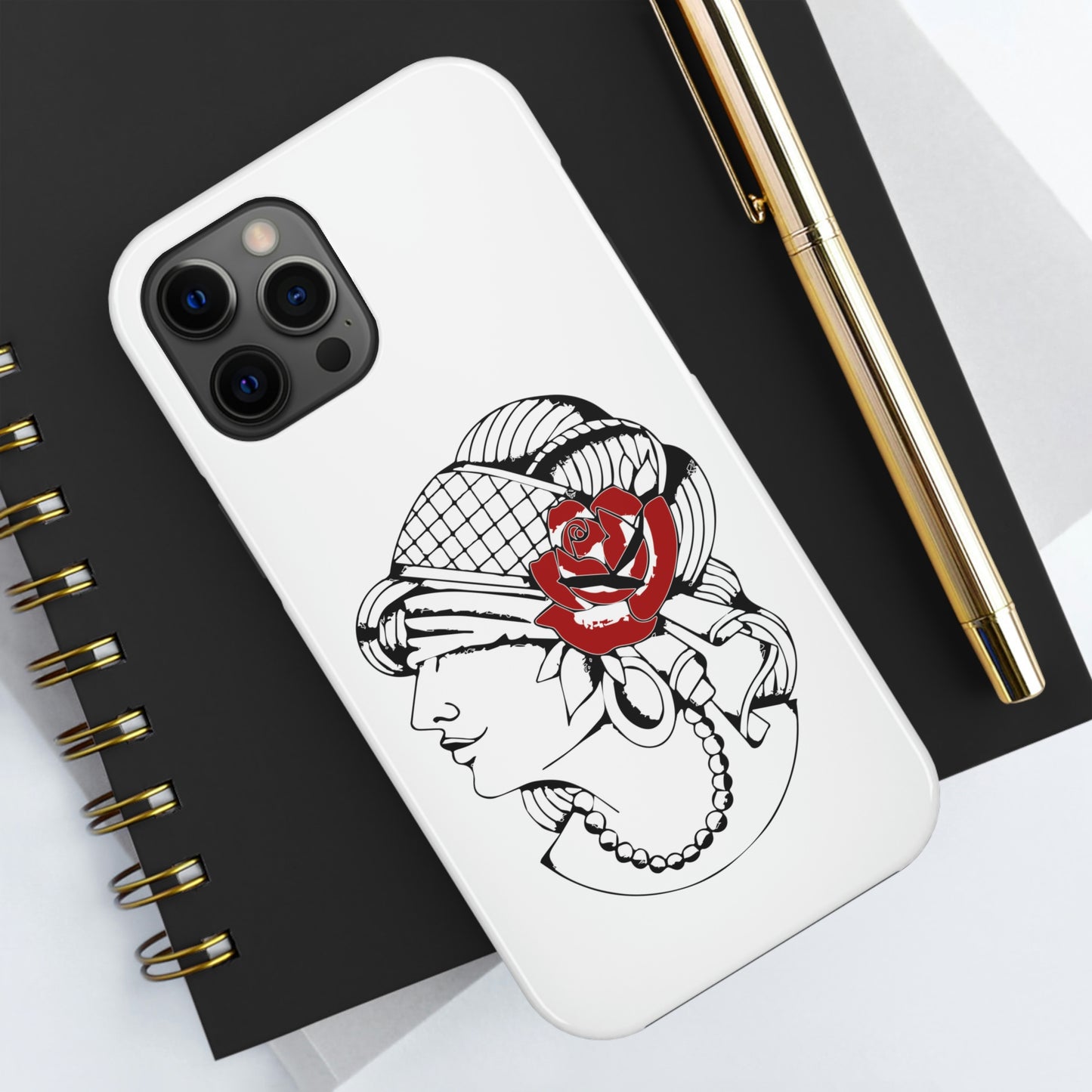 White Tough Phone Cases | Gypsy's Red Rose Gypsy Lady (by @ryseart)