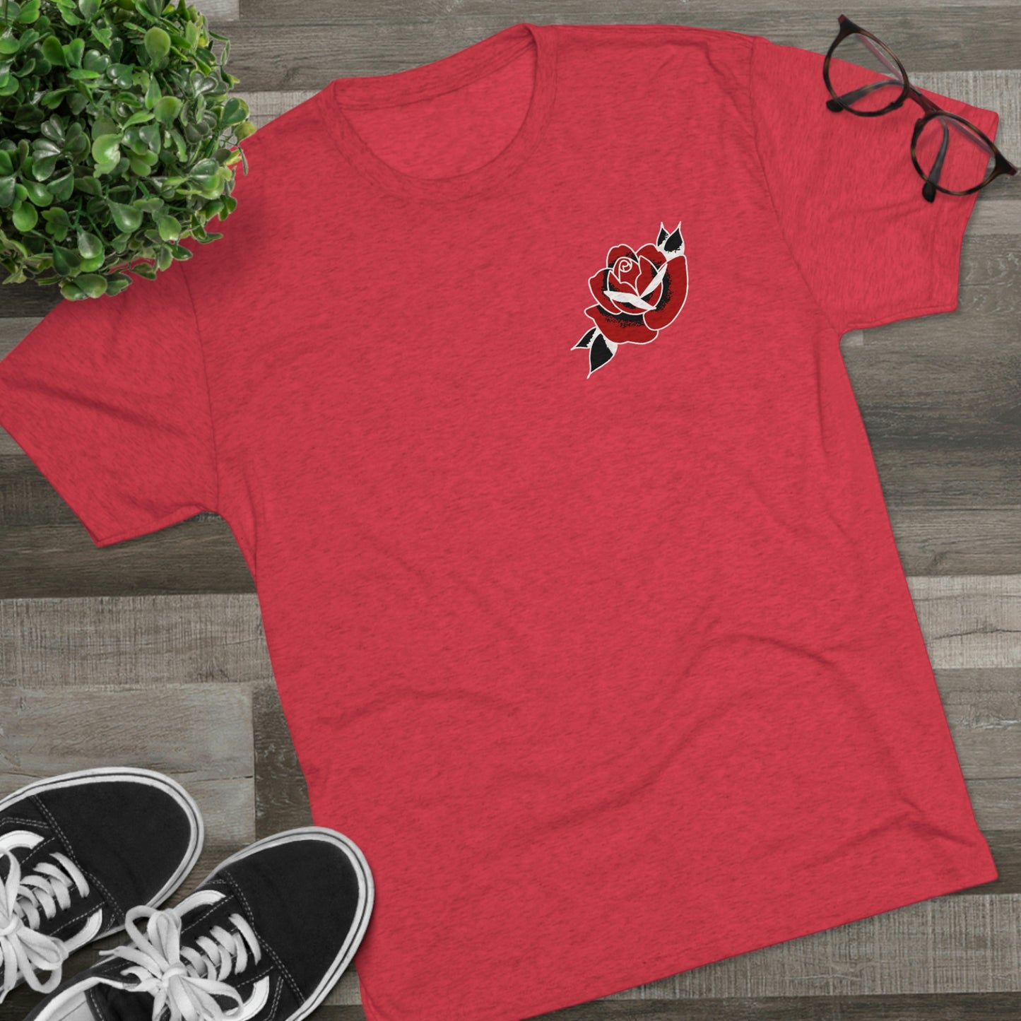Unisex Tri-Blend Crew Tee | Gypsy's Red Rose Gypsy Lady (by @ryseart)