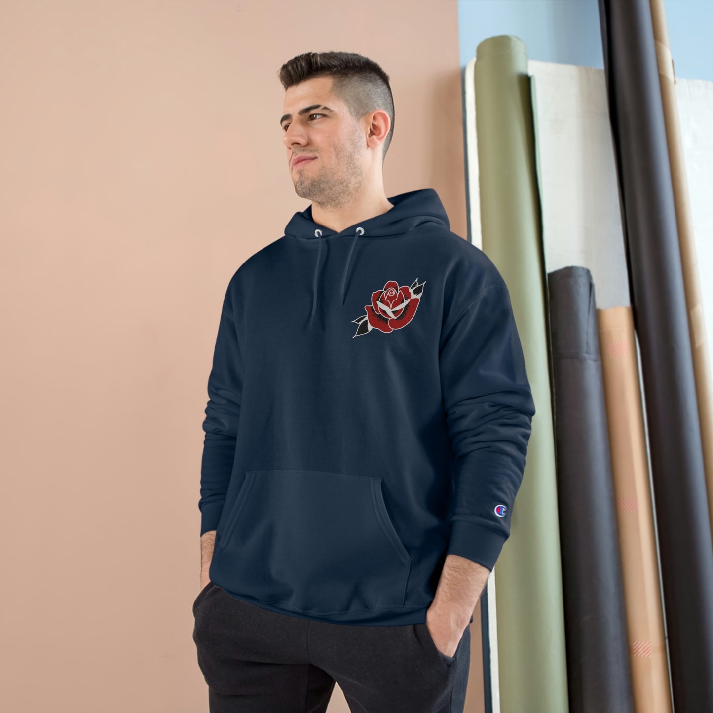 Unisex Champion Hoodie | Gypsy's Red Rose Gypsy Lady (by @ryseart)