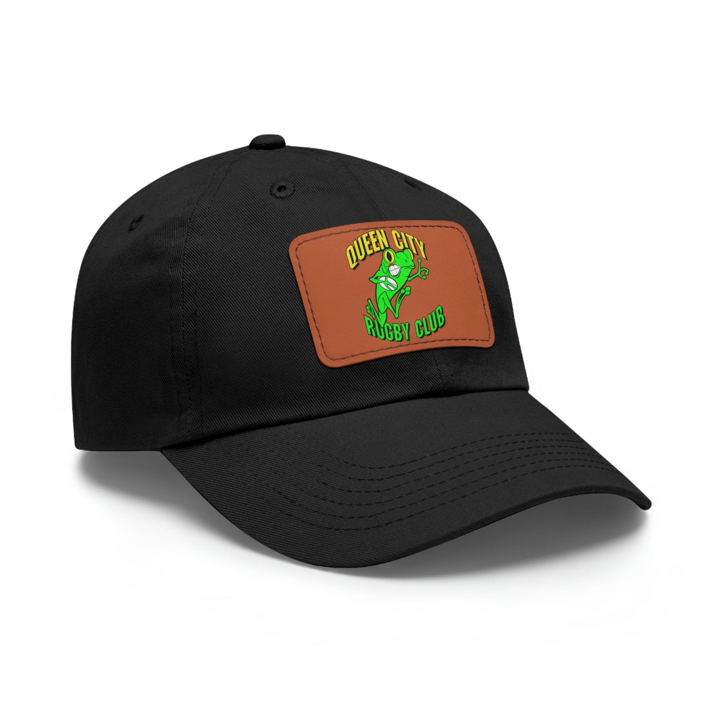 Dad Hat w/ Rectangle Leather Patch | QCRFC Frogs Logo