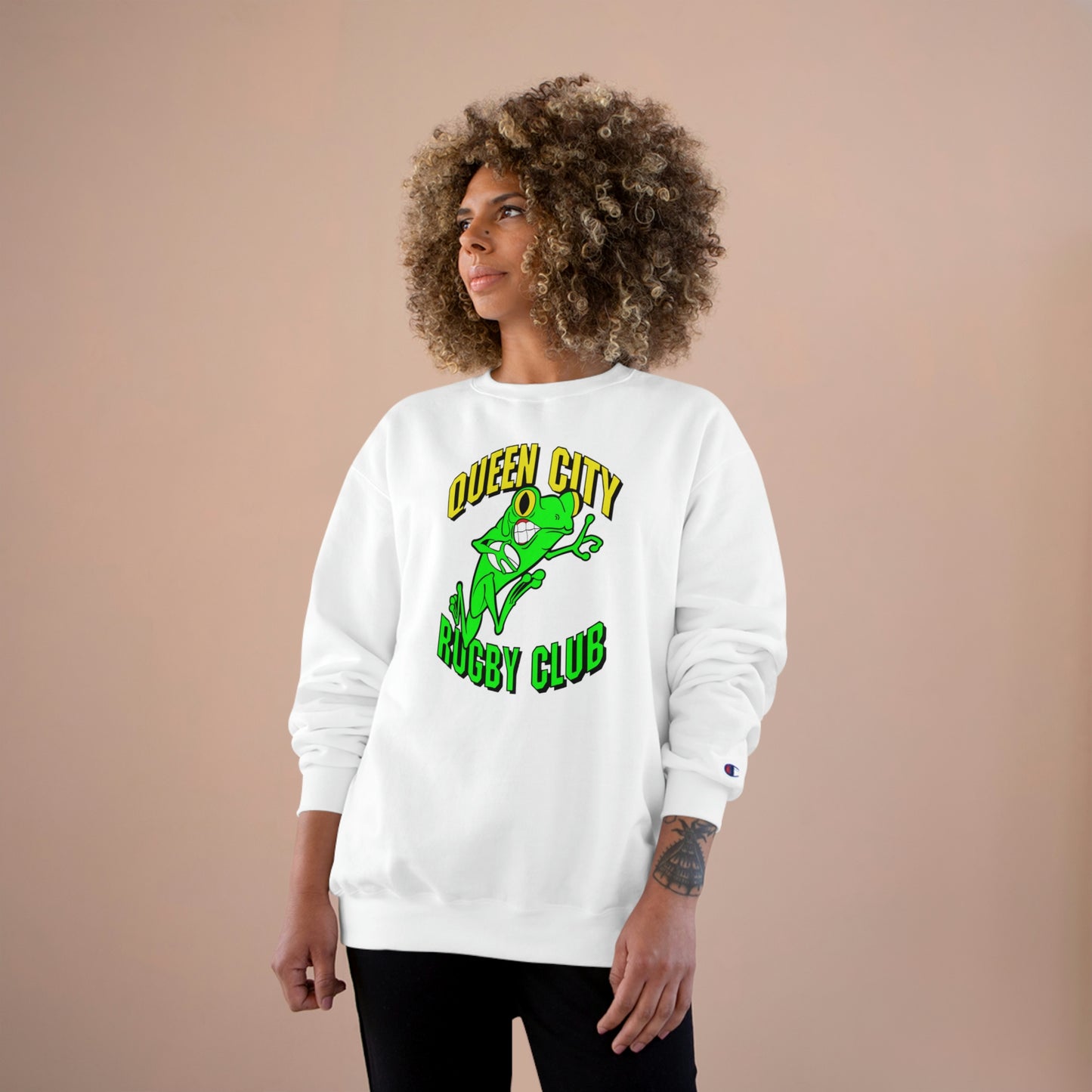 Champion Crewneck Sweatshirt | QCRFC Frogs Logo