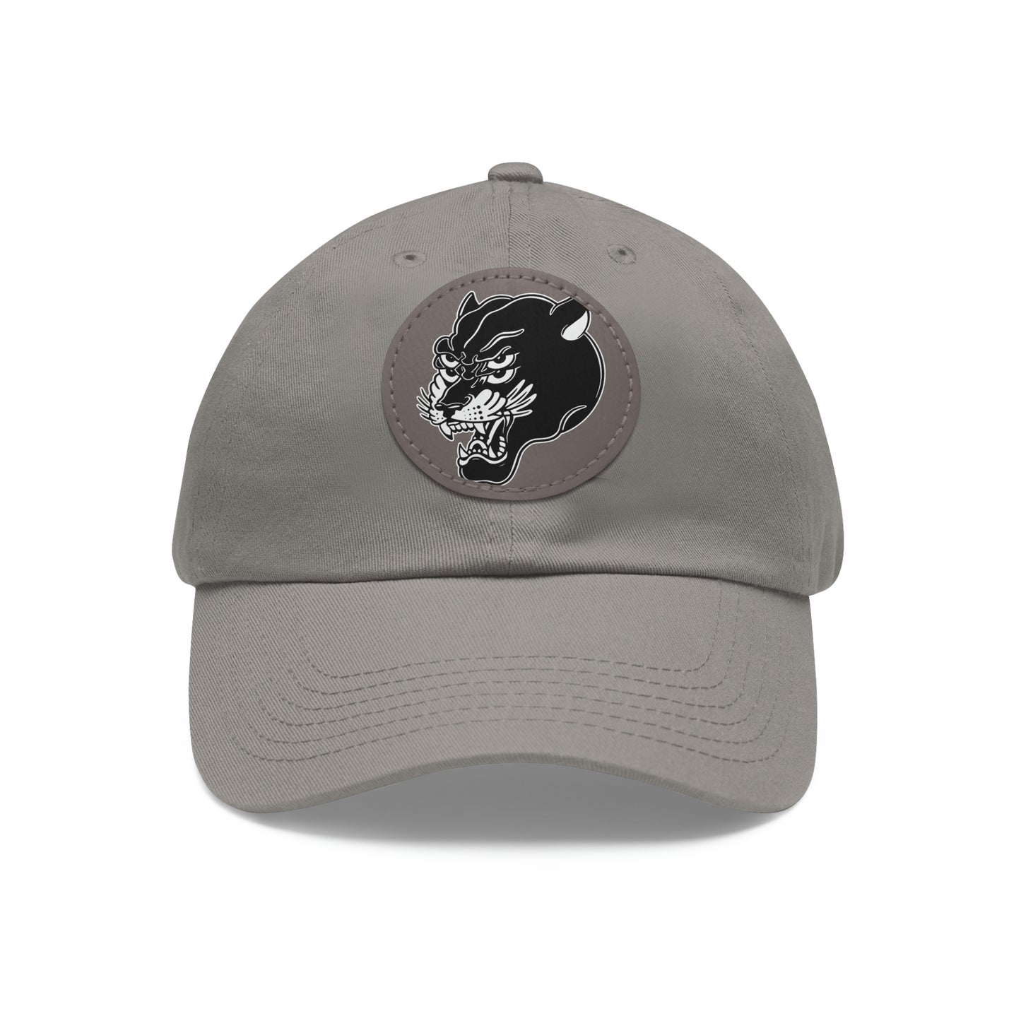 Dad Hat with Leather Round Patch | Mothers Tattoo Double Panther Logo by Brendan Houston (IG: @ohbhave)