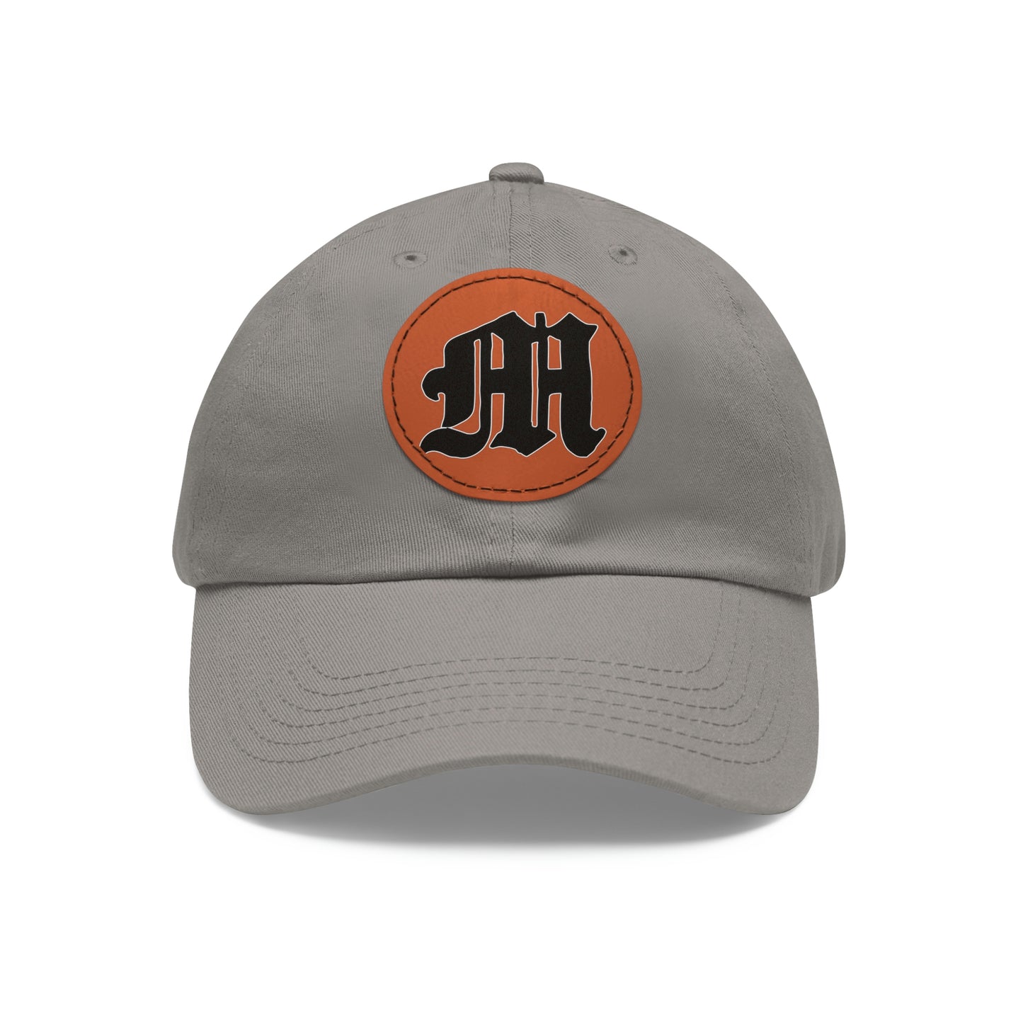 Dad Hat with Leather Round Patch | Mothers Tattoo M Logo