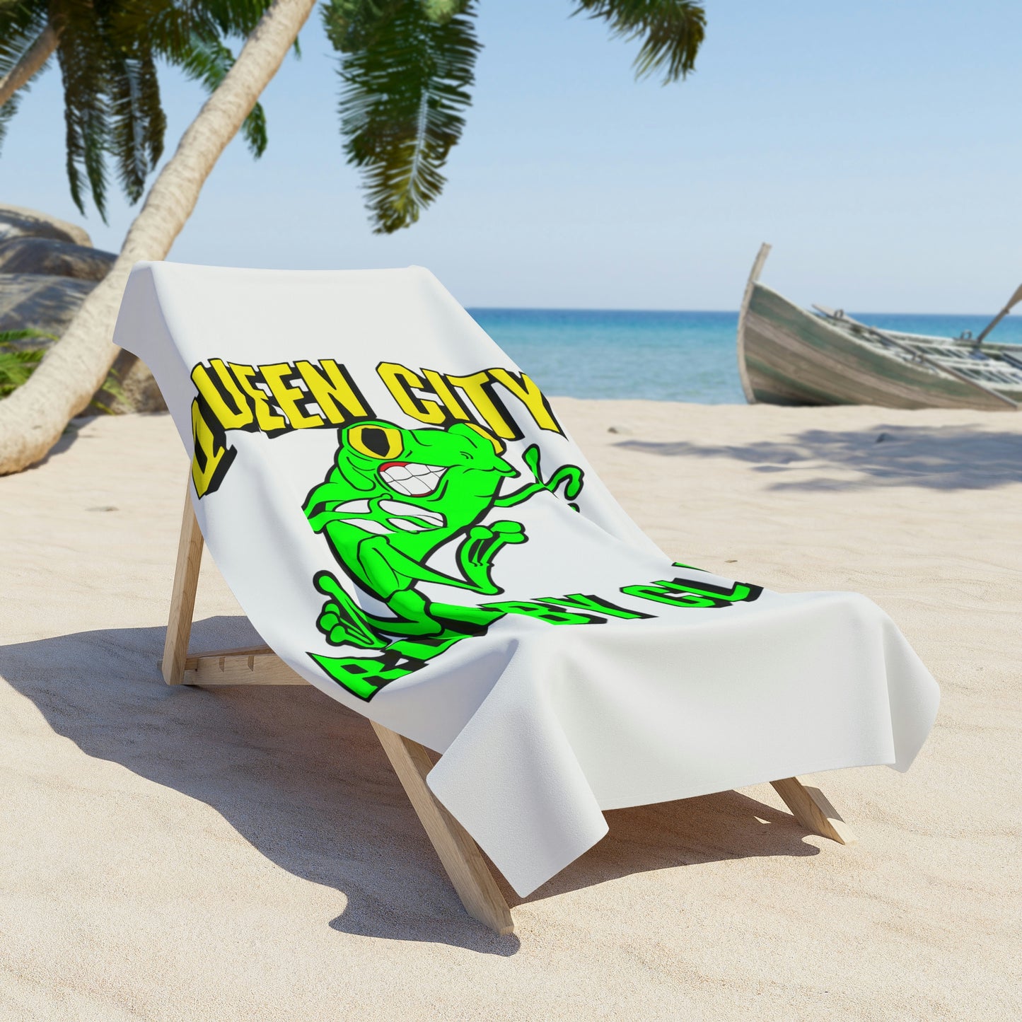 Huge Beach Towel 3'x6' | QCRFC Frogs Logo