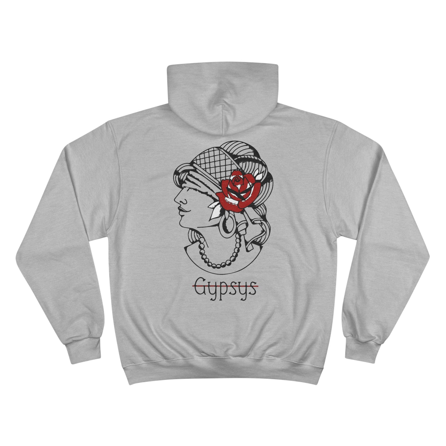 Unisex Champion Hoodie | Gypsy's Red Rose Gypsy Lady (by @ryseart)