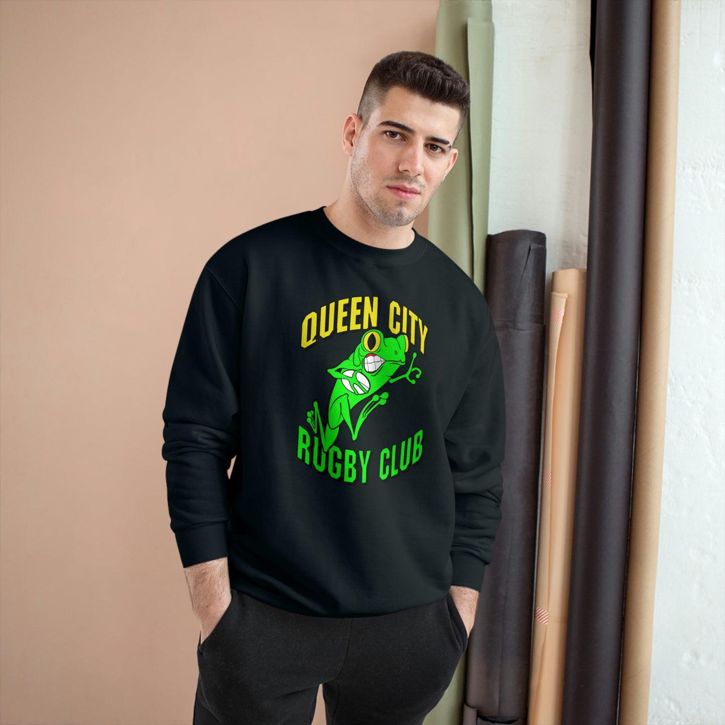 Champion Crewneck Sweatshirt | QCRFC Frogs Logo