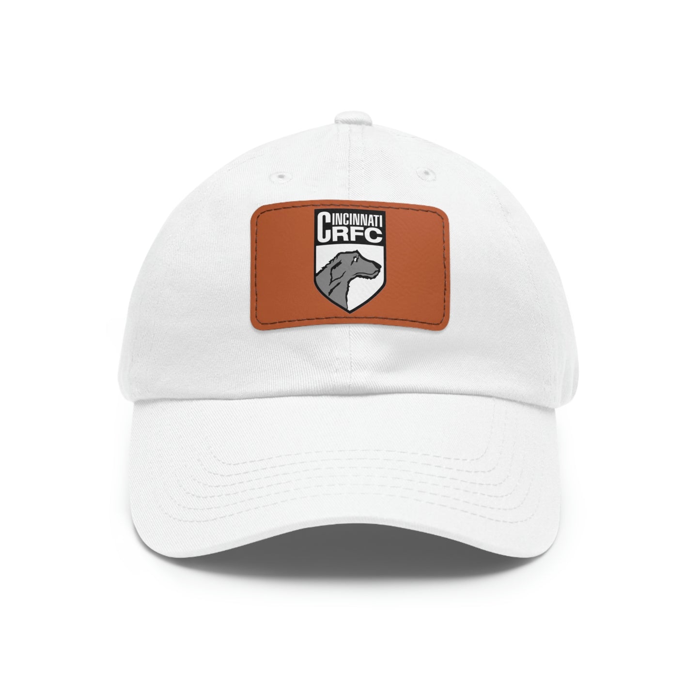 Dad Hat with Rectangle Leather Patch | CRFC Wolfhounds White Crest