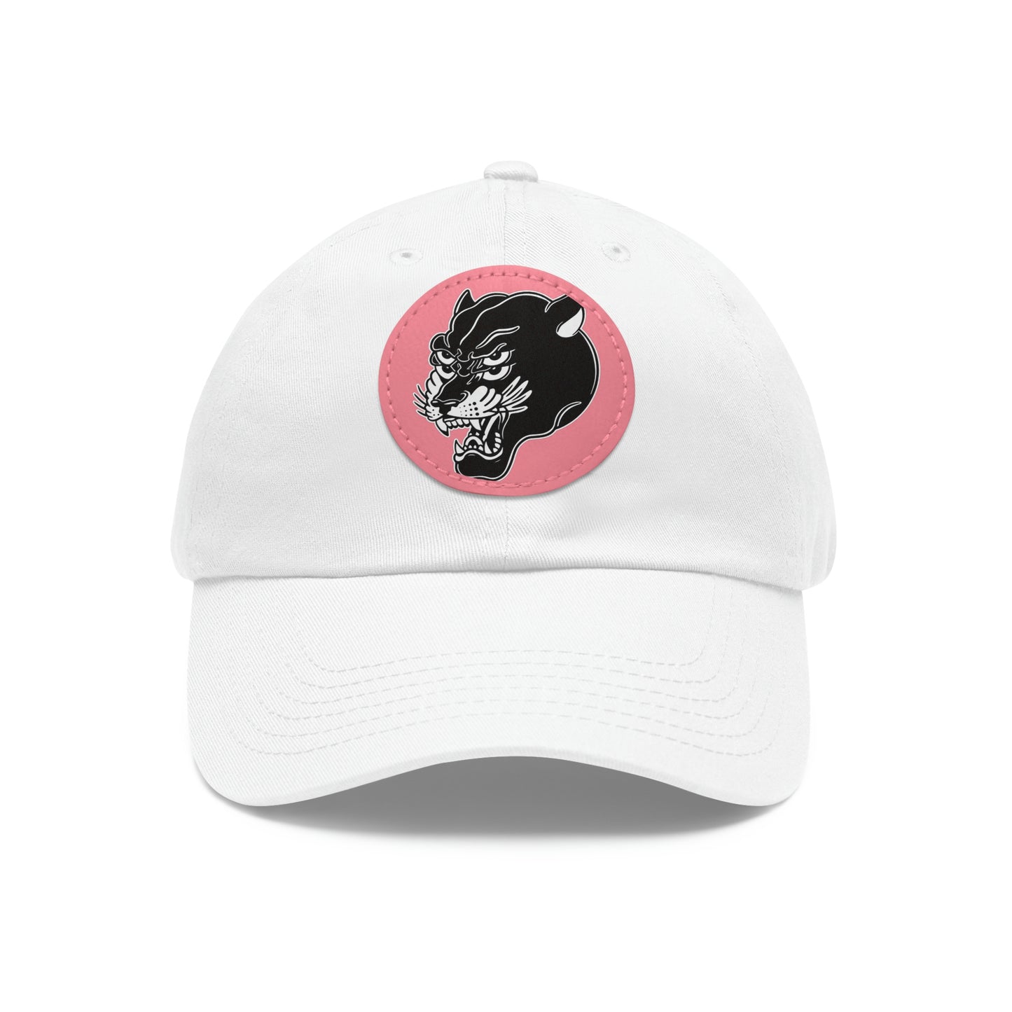 Dad Hat with Leather Round Patch | Mothers Tattoo Double Panther Logo by Brendan Houston (IG: @ohbhave)