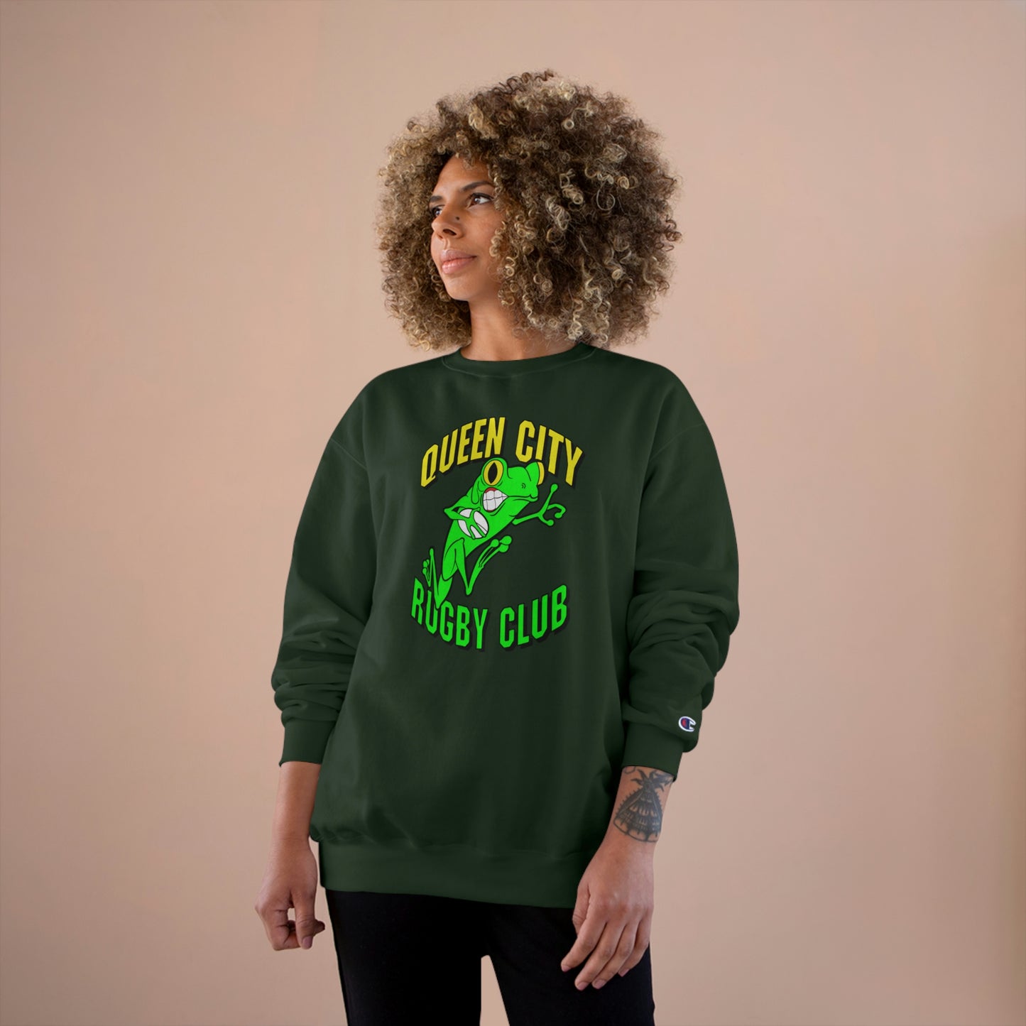 Champion Crewneck Sweatshirt | QCRFC Frogs Logo