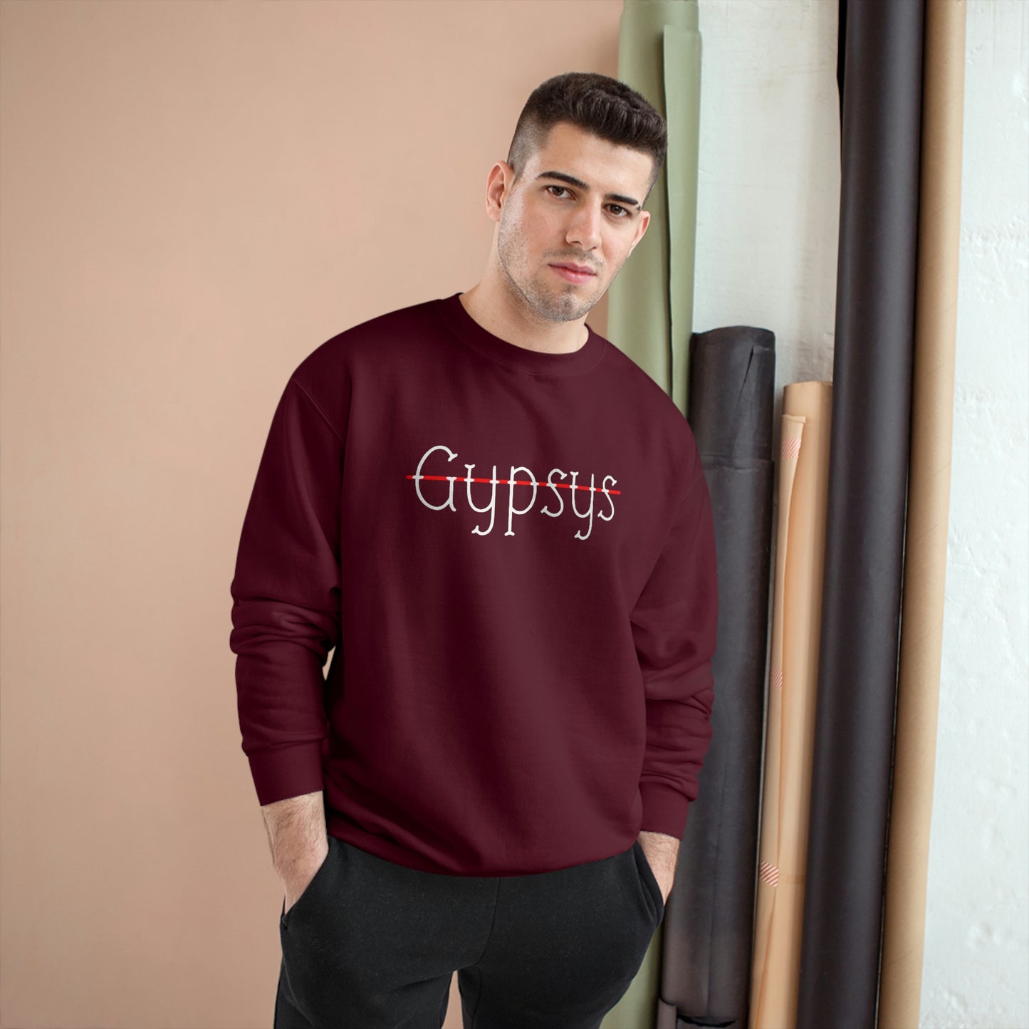 Unisex Champion Crewneck Sweatshirt | Gypsy's Red Rose Gypsy Lady (by @ryseart)