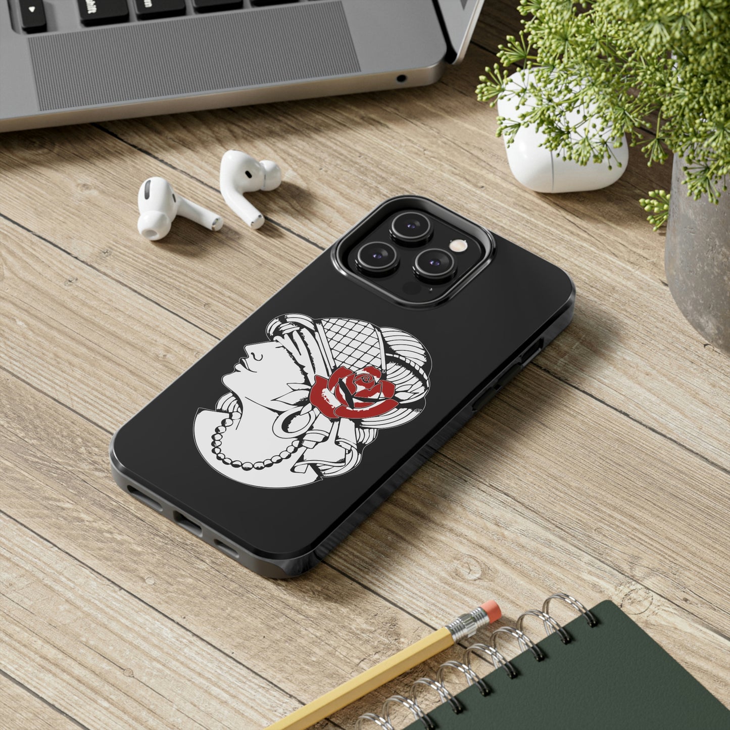 Black Tough Phone Cases | Gypsy's Red Rose Gypsy Lady (by @ryseart)