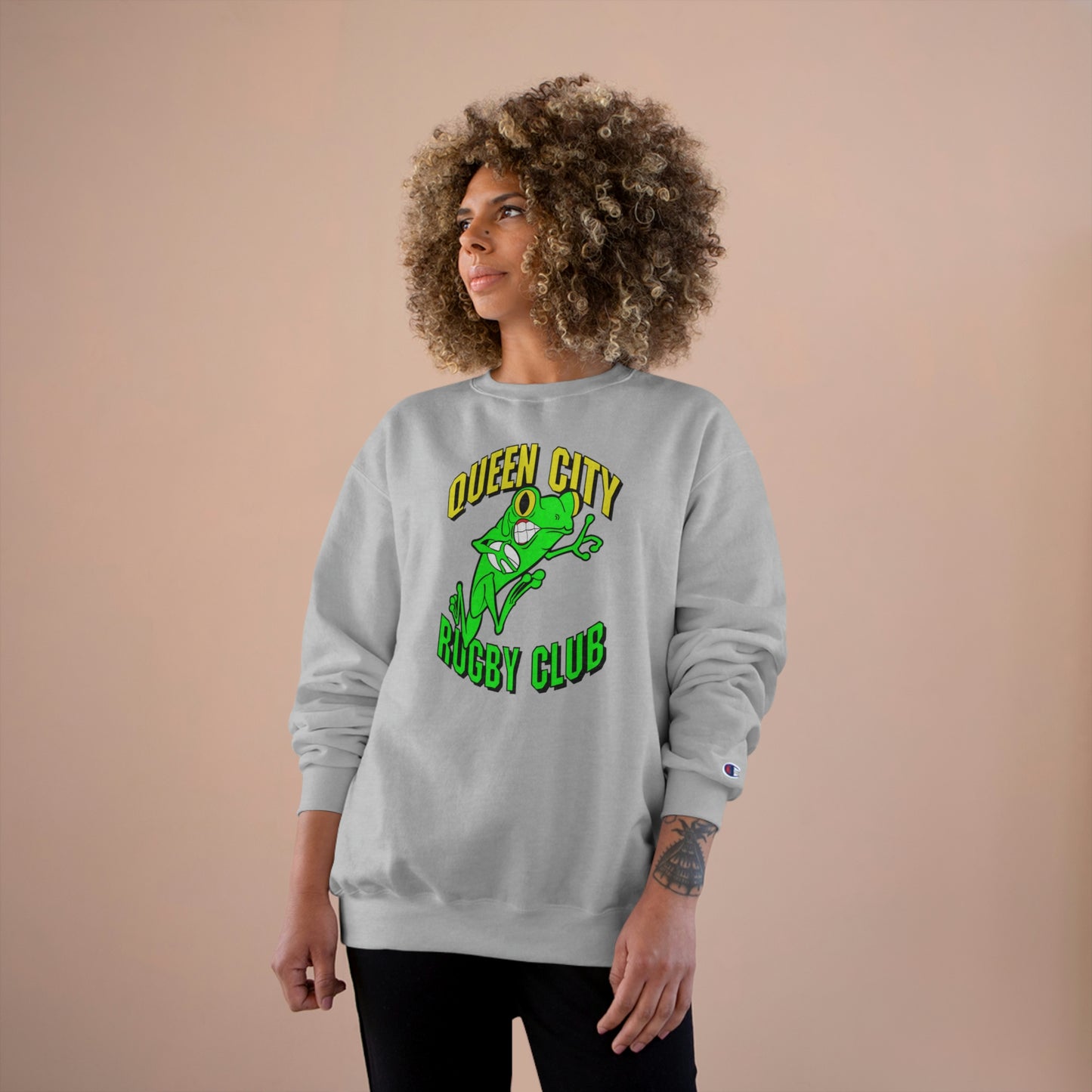 Champion Crewneck Sweatshirt | QCRFC Frogs Logo
