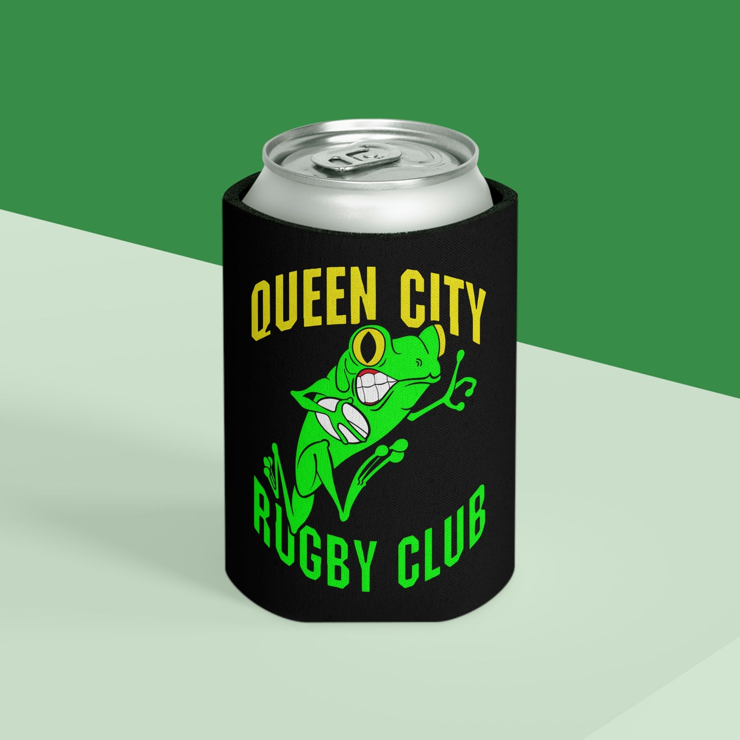 Black Coozie (Reg. & Thin) | QCRFC Frogs Logo