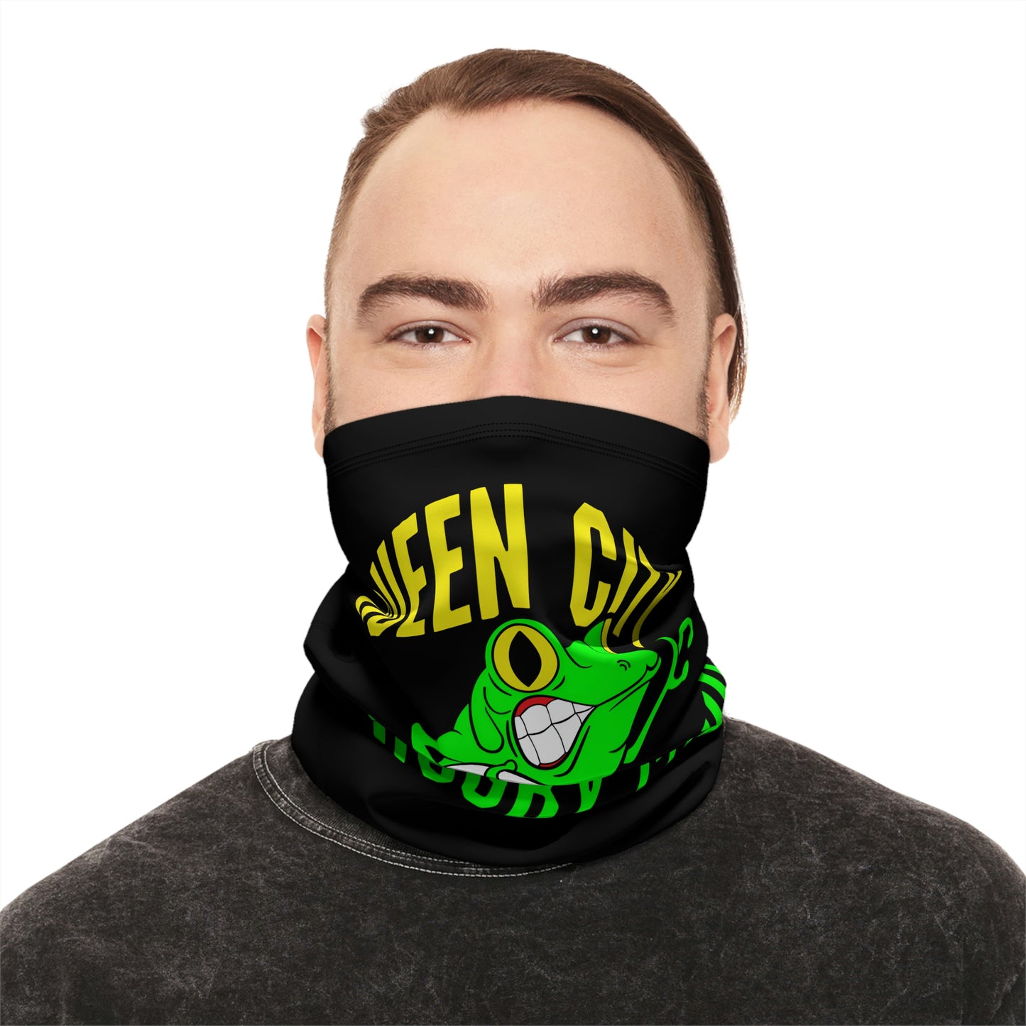 Black Gaiter With Drawstring | QCRFC Frogs Logo