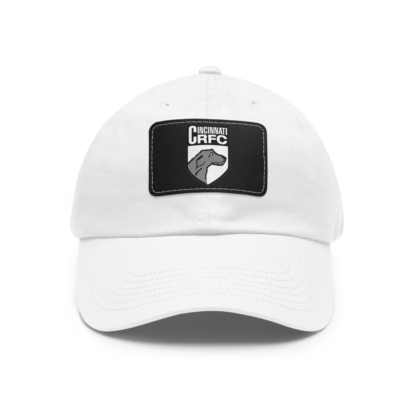 Dad Hat with Rectangle Leather Patch | CRFC Wolfhounds White Crest
