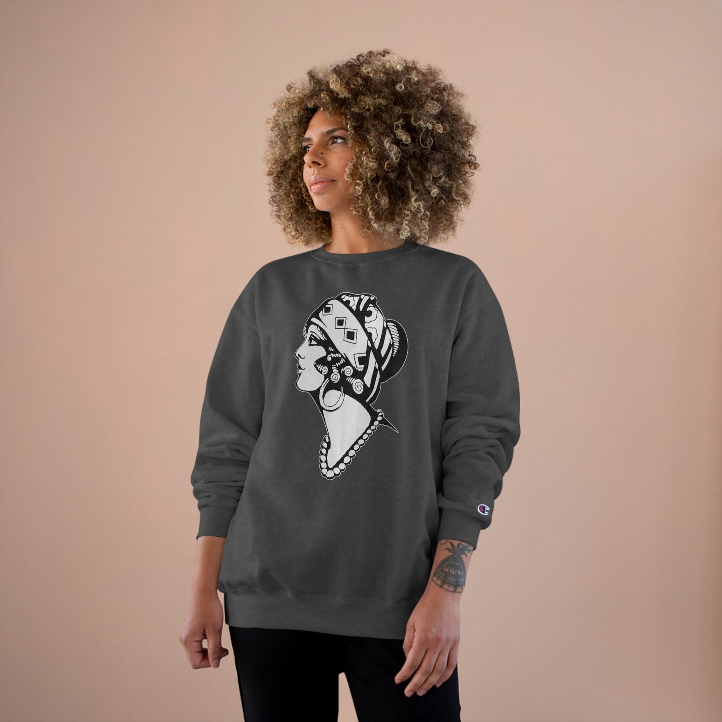 Unisex Champion Crewneck Sweatshirt | Gypsy's Dancing Gypsy Lady (by @tylerabnertattoo)