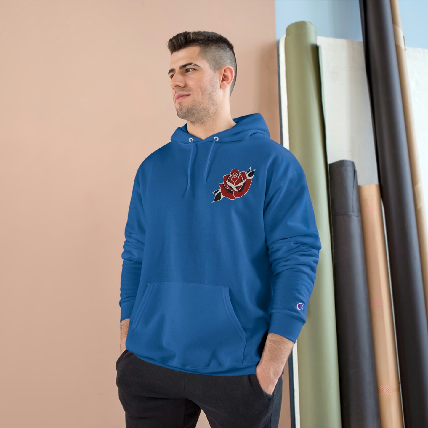 Unisex Champion Hoodie | Gypsy's Red Rose Gypsy Lady (by @ryseart)
