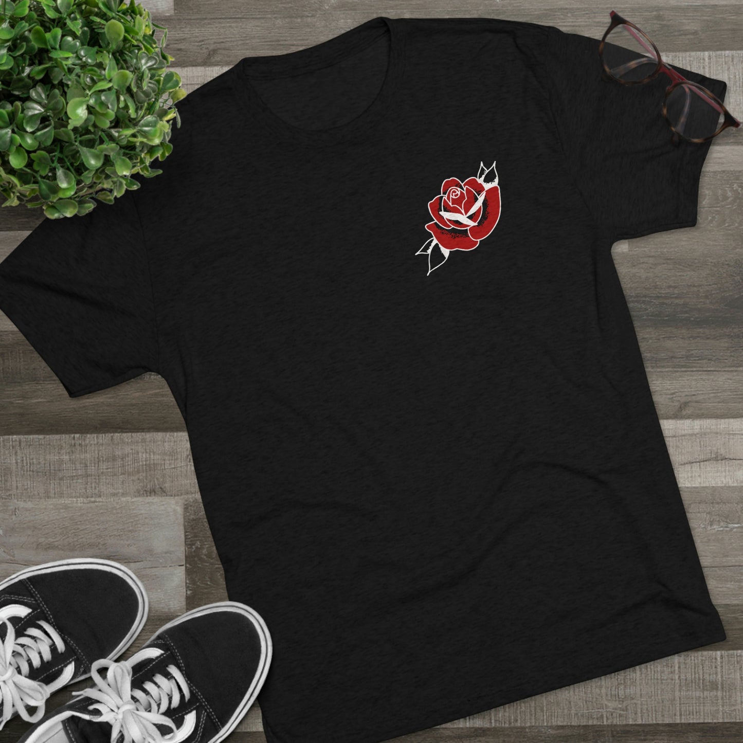 Unisex Tri-Blend Crew Tee | Gypsy's Red Rose Gypsy Lady (by @ryseart)