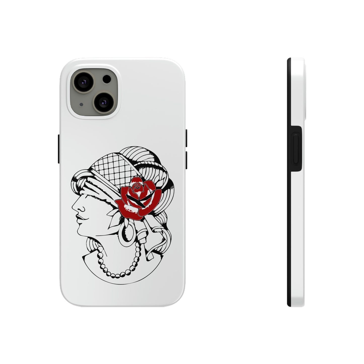 White Tough Phone Cases | Gypsy's Red Rose Gypsy Lady (by @ryseart)
