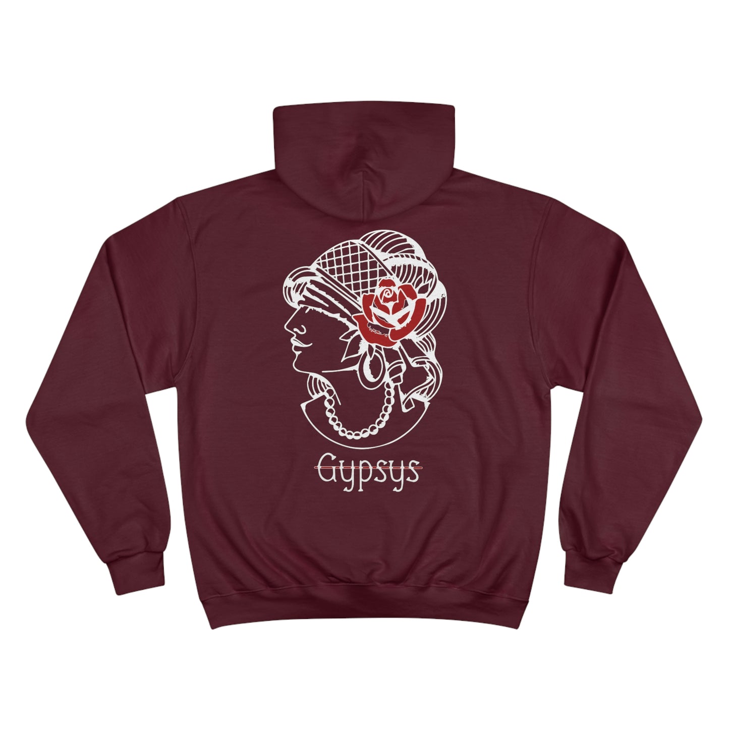 Unisex Champion Hoodie | Gypsy's Red Rose Gypsy Lady (by @ryseart)