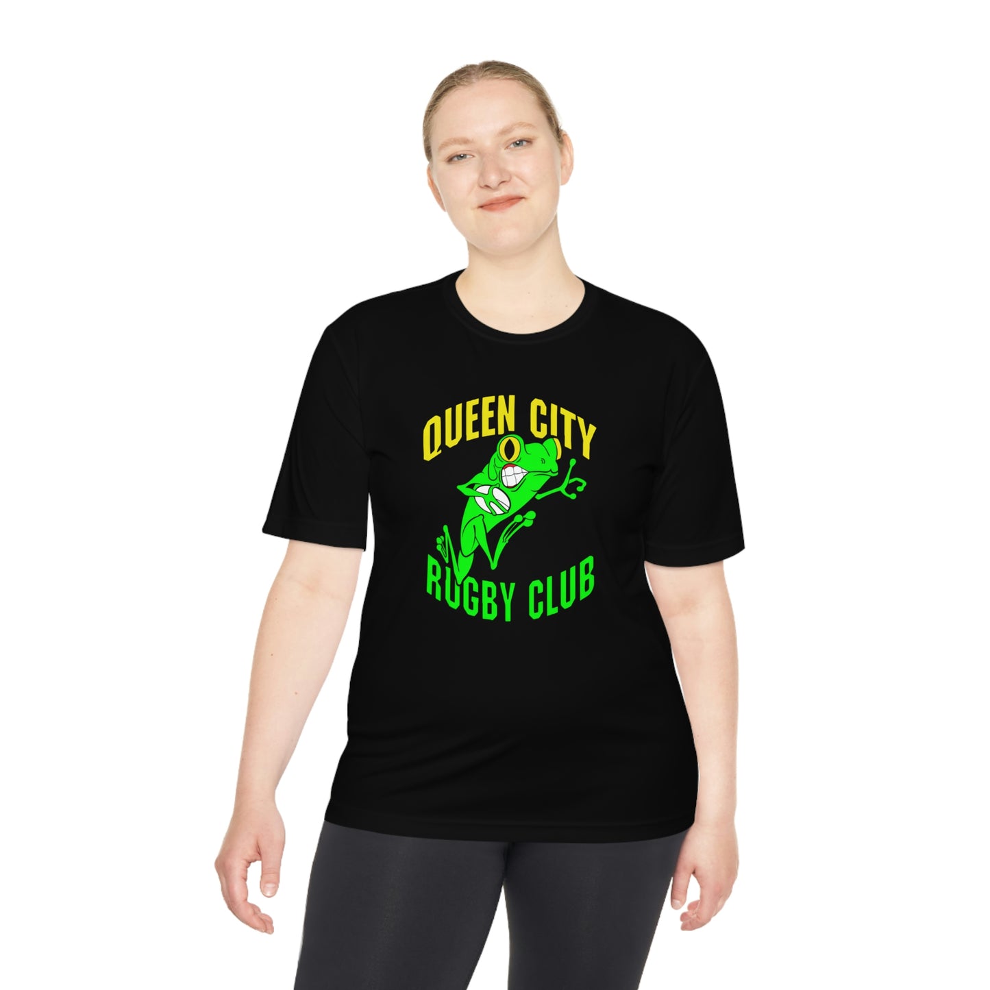 Unisex Moisture Wicking Tee | QCRFC Frogs Logo