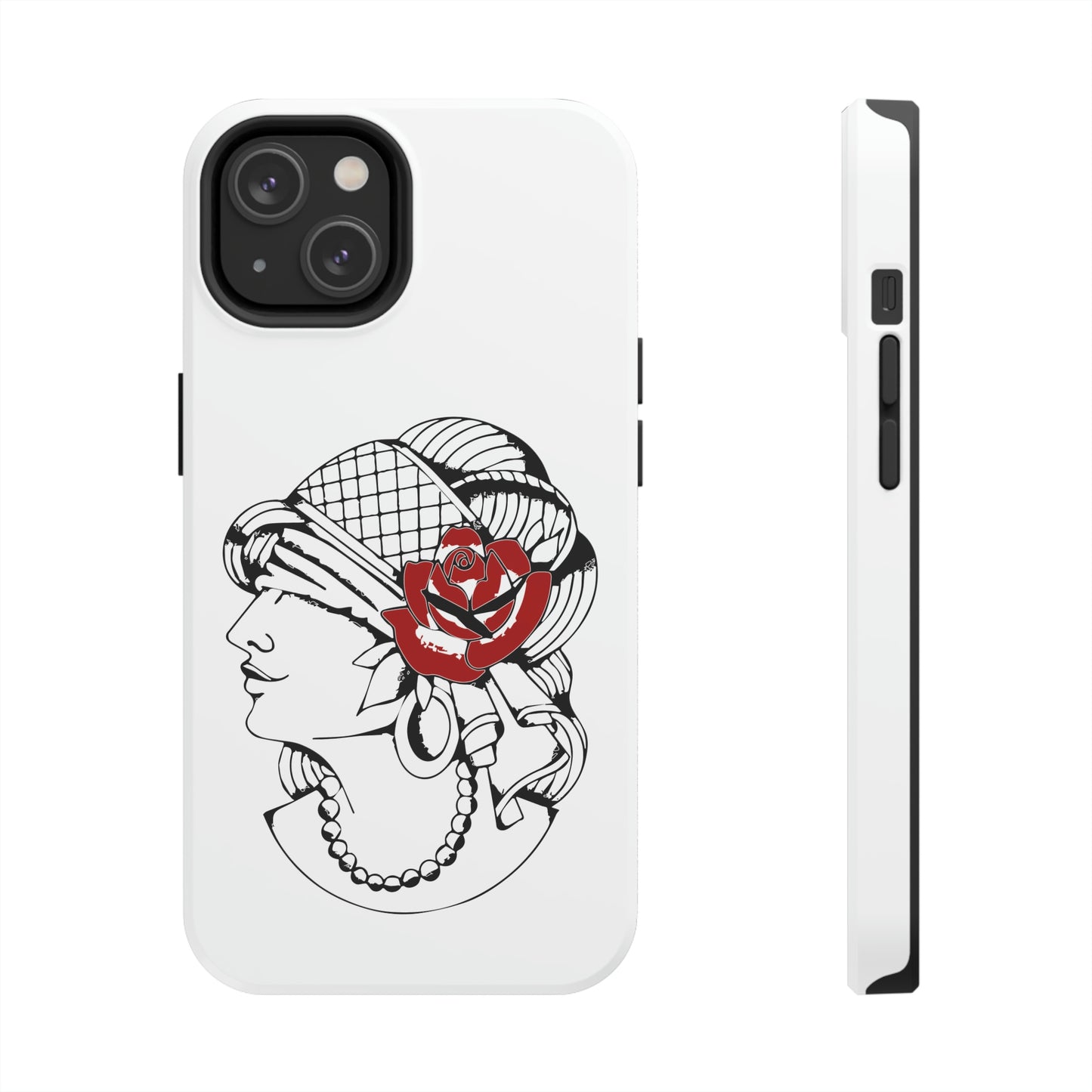 White Tough Phone Cases | Gypsy's Red Rose Gypsy Lady (by @ryseart)