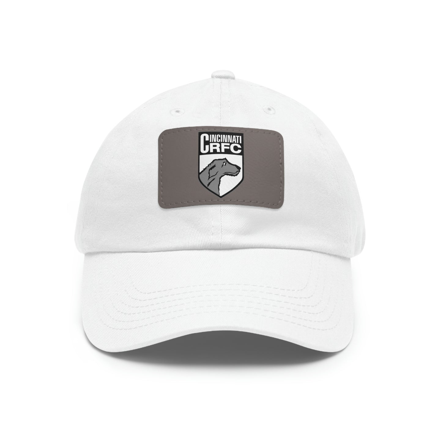 Dad Hat with Rectangle Leather Patch | CRFC Wolfhounds White Crest
