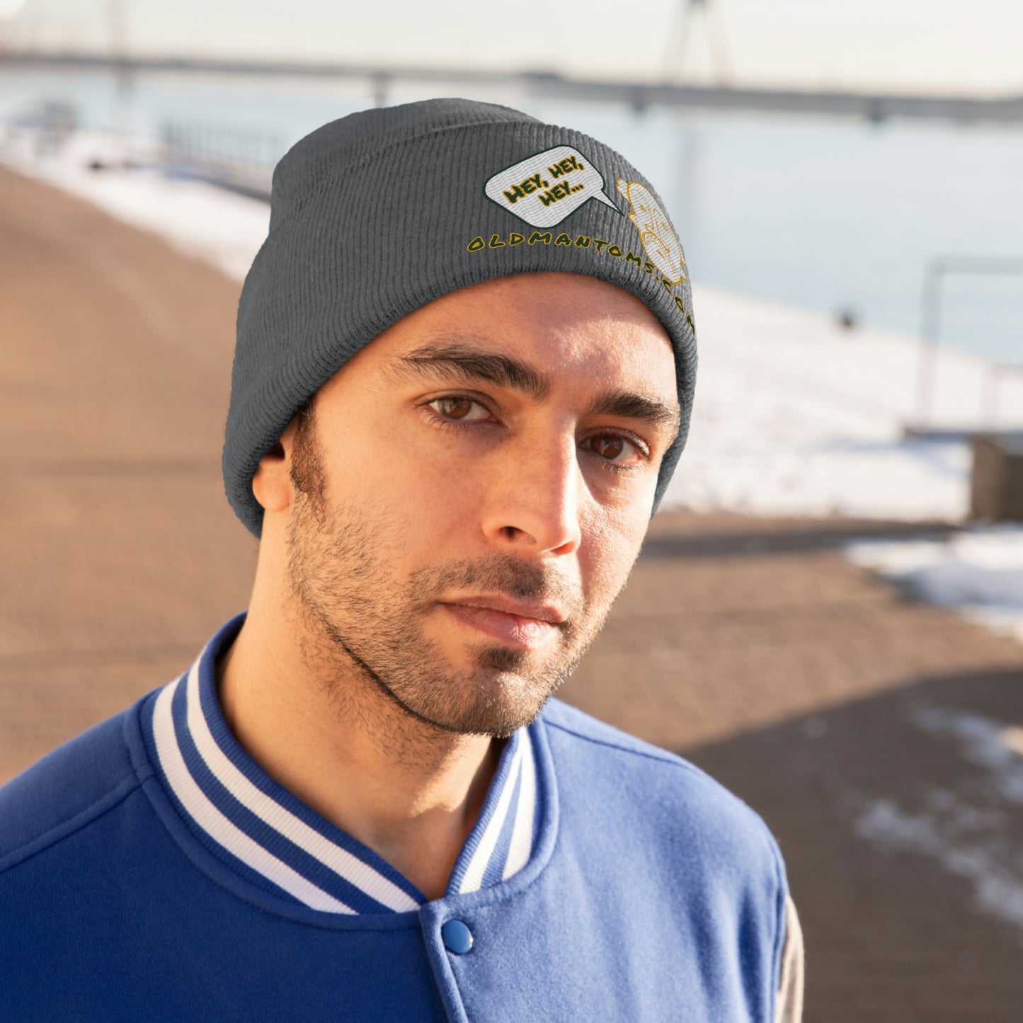 Old Man Tom's "Hey!" Knit Beanie