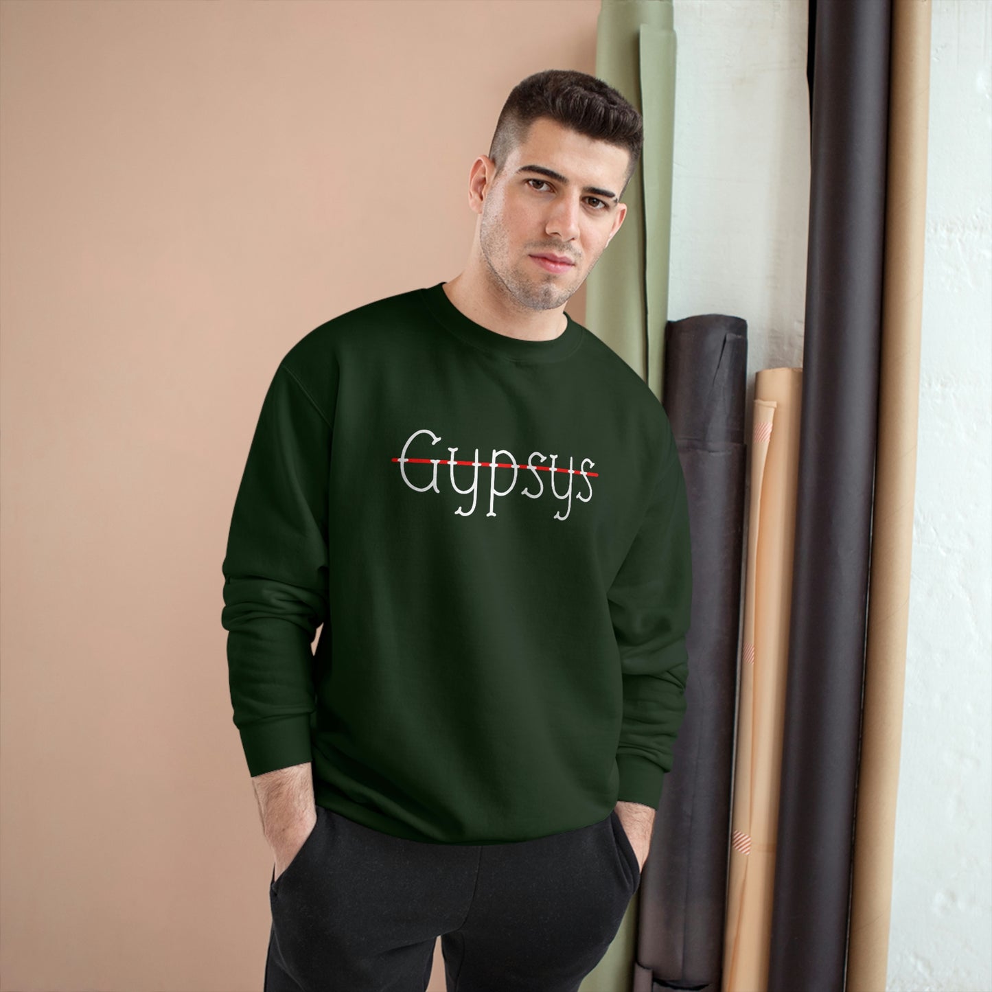 Unisex Champion Crewneck Sweatshirt | Gypsy's Red Rose Gypsy Lady (by @ryseart)