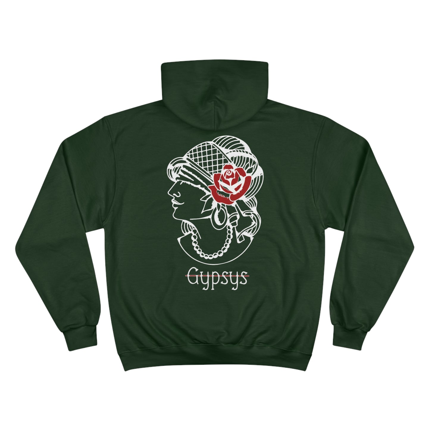 Unisex Champion Hoodie | Gypsy's Red Rose Gypsy Lady (by @ryseart)