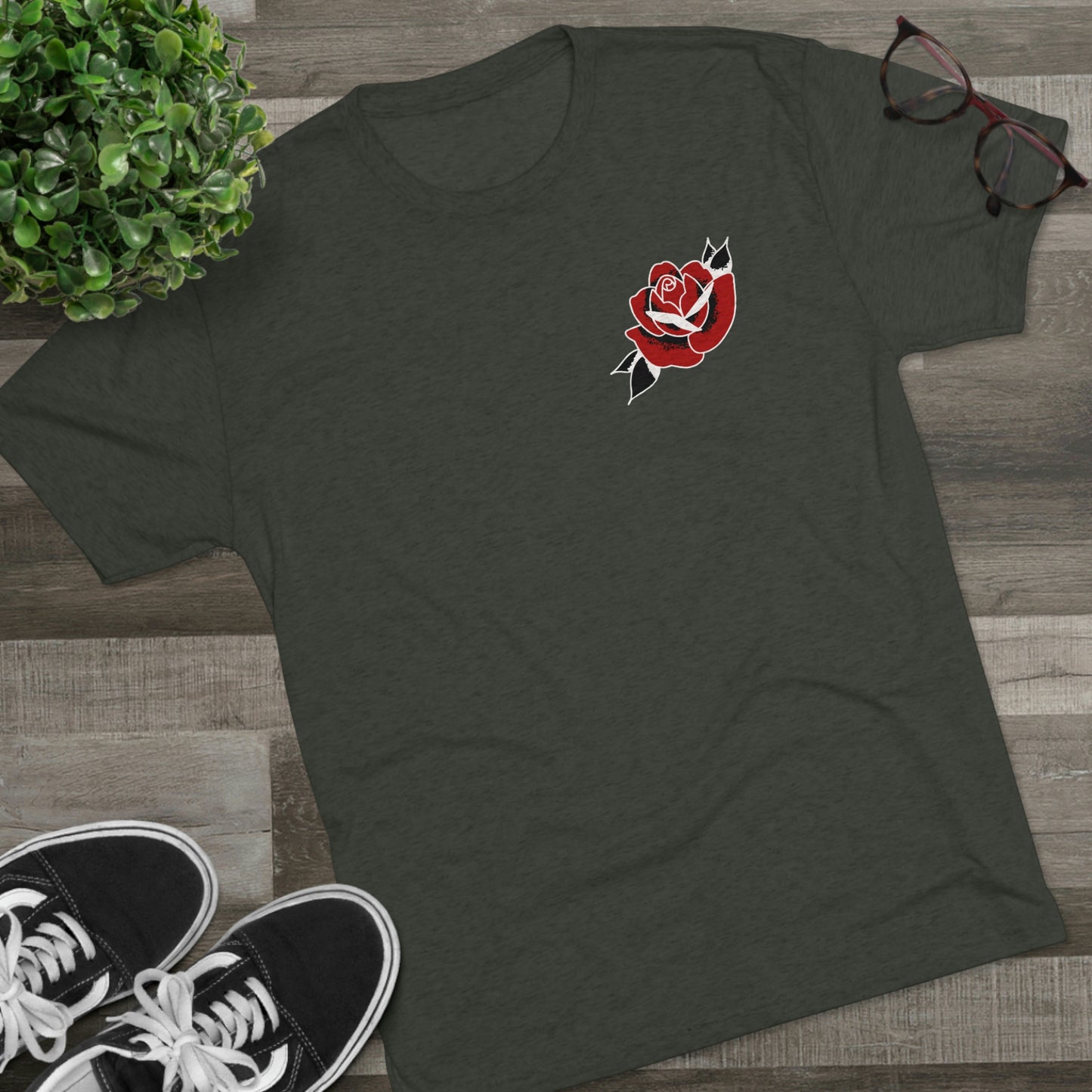 Unisex Tri-Blend Crew Tee | Gypsy's Red Rose Gypsy Lady (by @ryseart)
