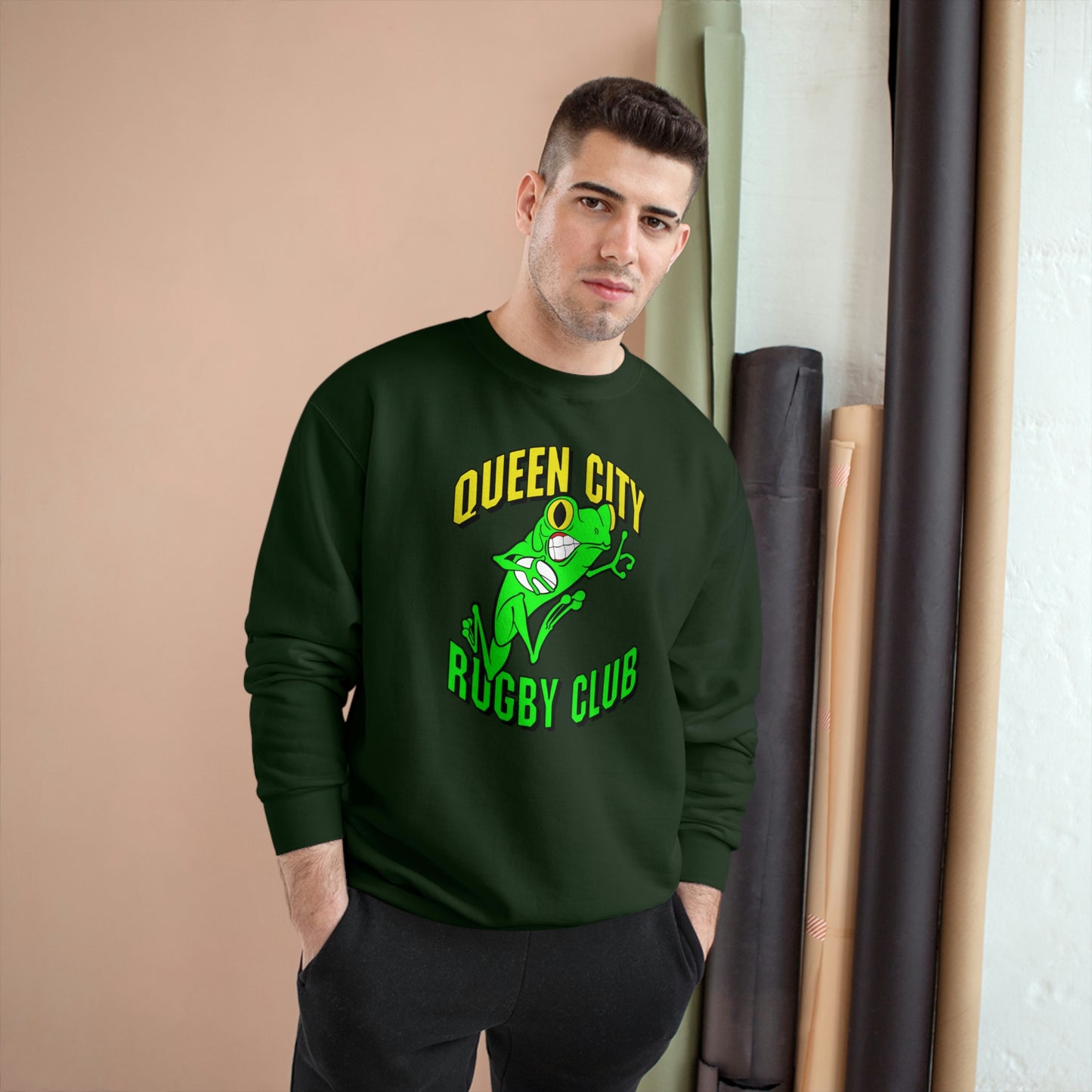 Champion Crewneck Sweatshirt | QCRFC Frogs Logo