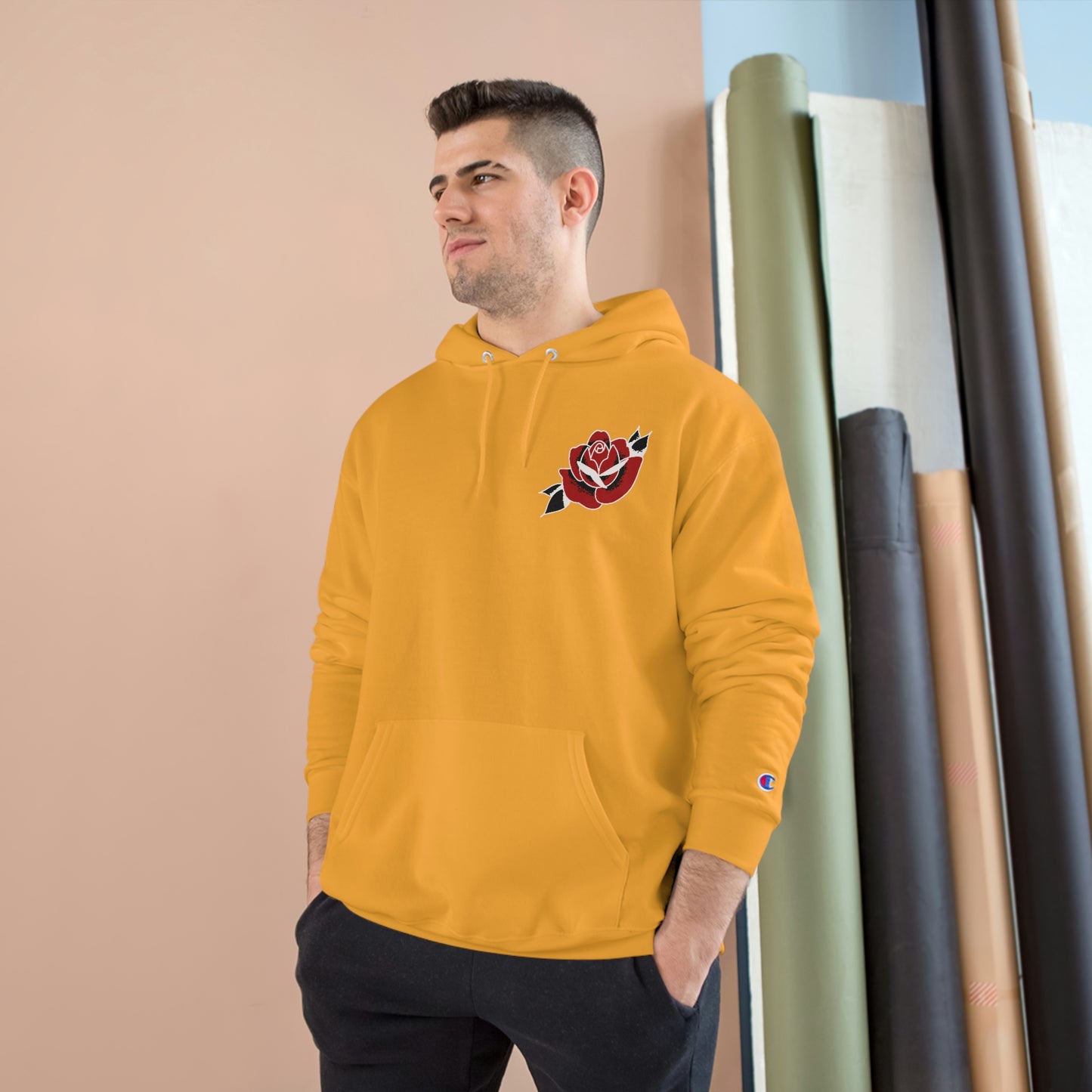 Unisex Champion Hoodie | Gypsy's Red Rose Gypsy Lady (by @ryseart)