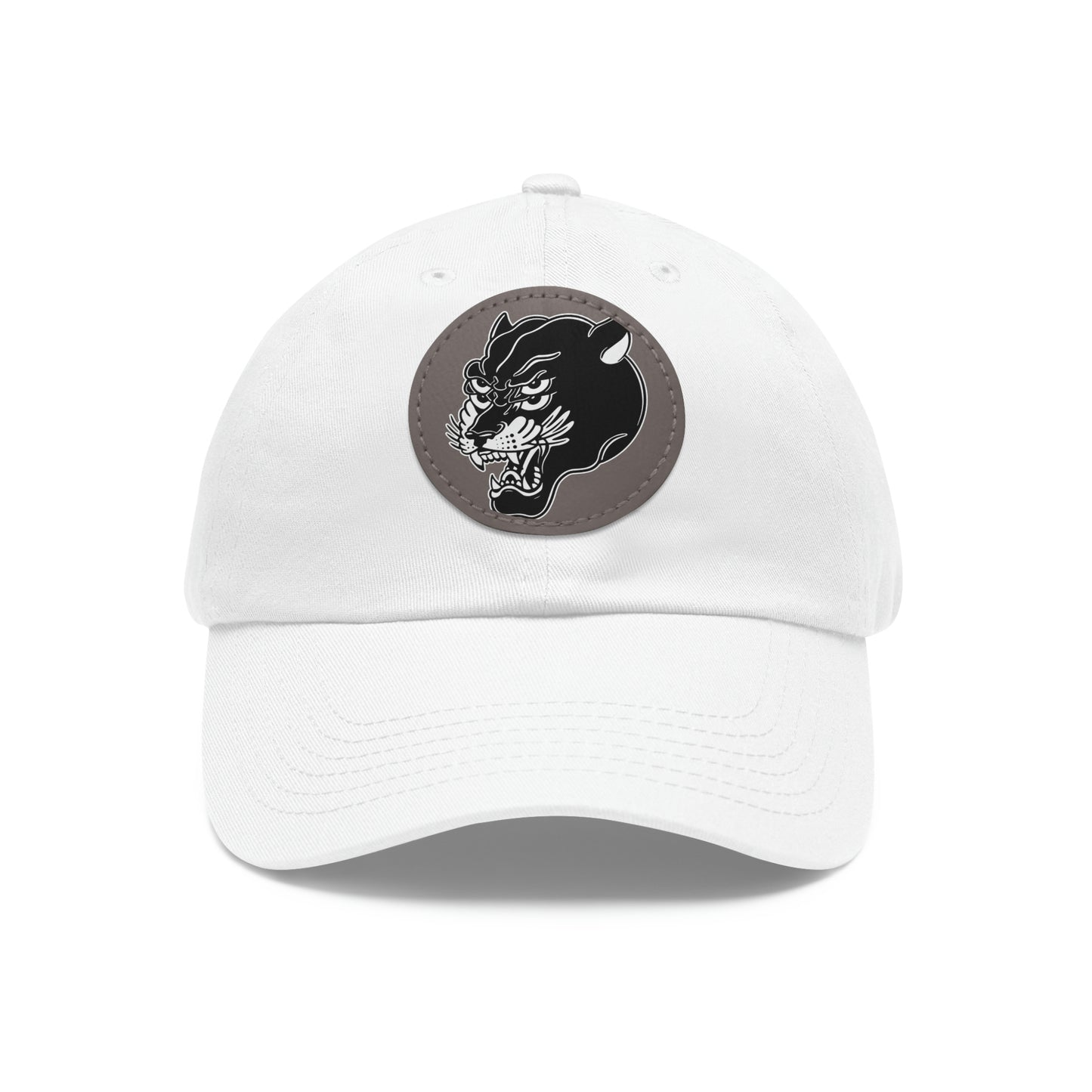 Dad Hat with Leather Round Patch | Mothers Tattoo Double Panther Logo by Brendan Houston (IG: @ohbhave)