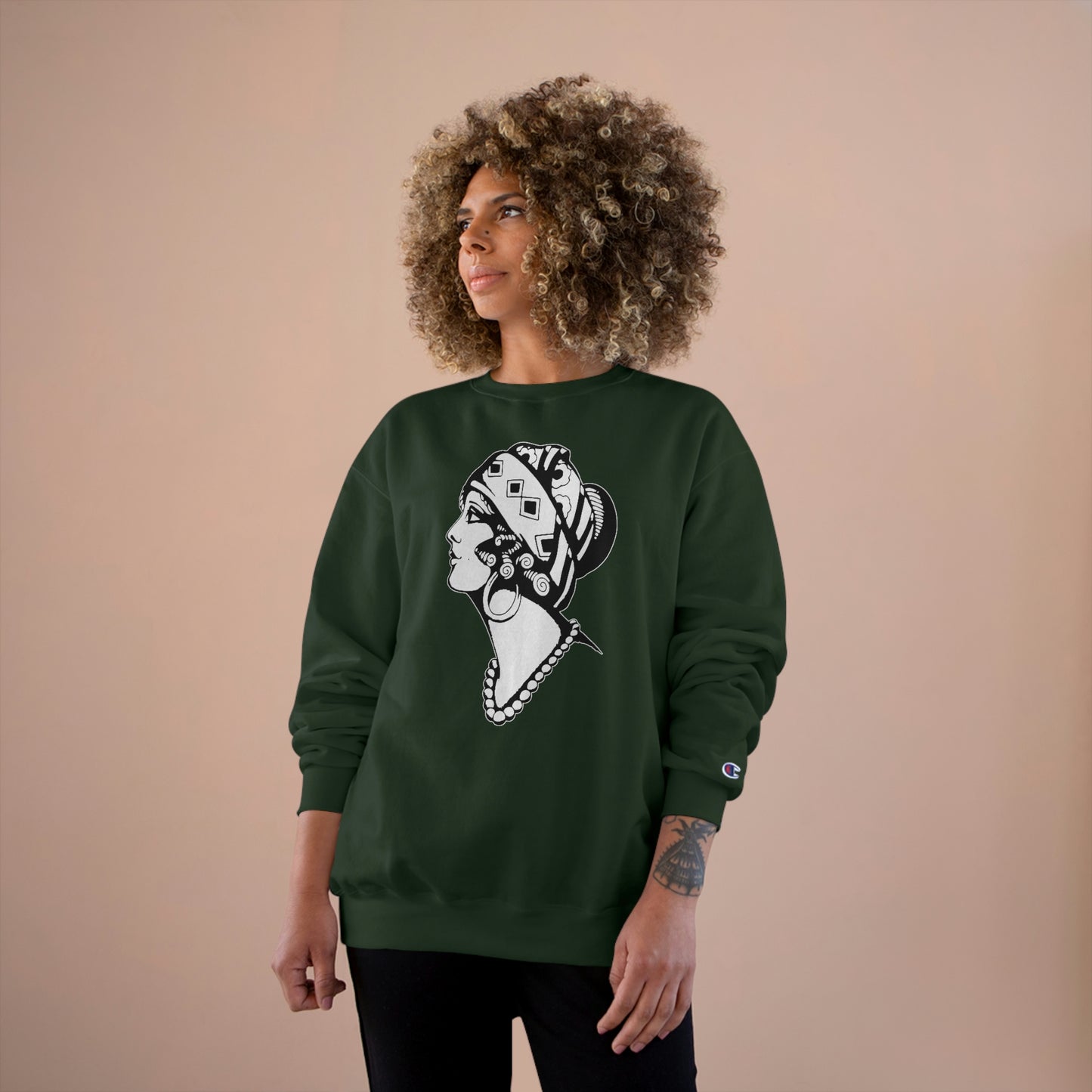 Unisex Champion Crewneck Sweatshirt | Gypsy's Dancing Gypsy Lady (by @tylerabnertattoo)