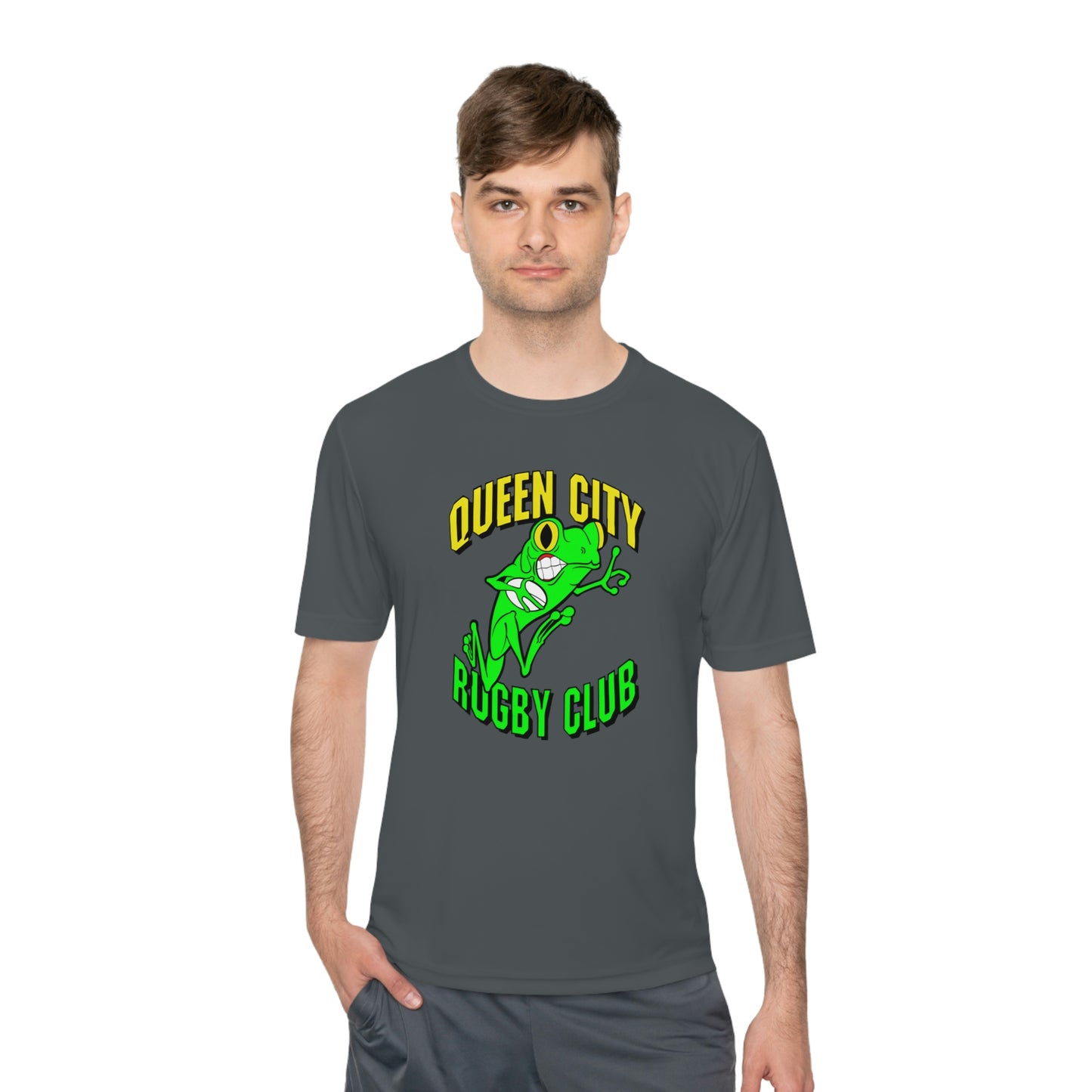 Unisex Moisture Wicking Tee | QCRFC Frogs Logo
