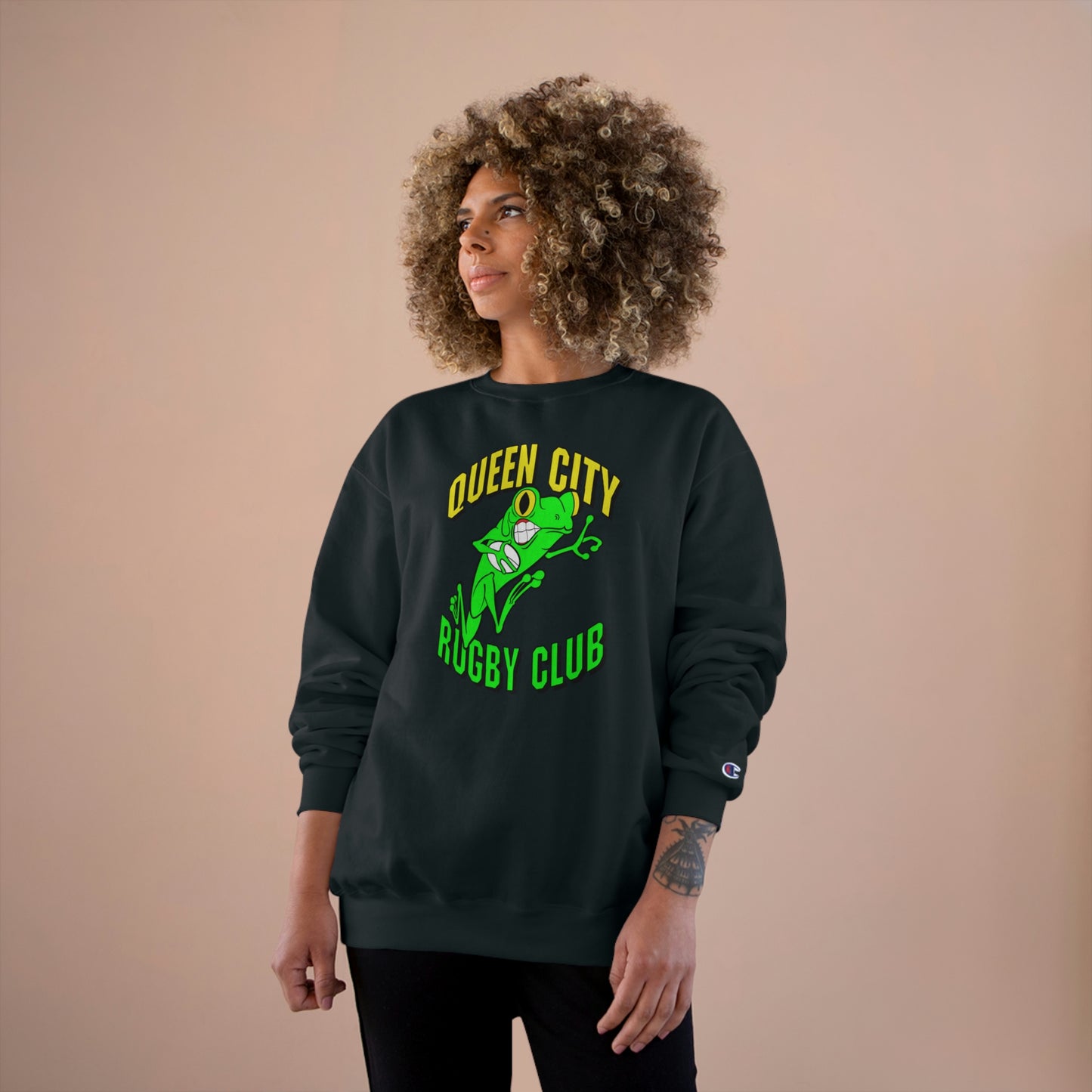 Champion Crewneck Sweatshirt | QCRFC Frogs Logo