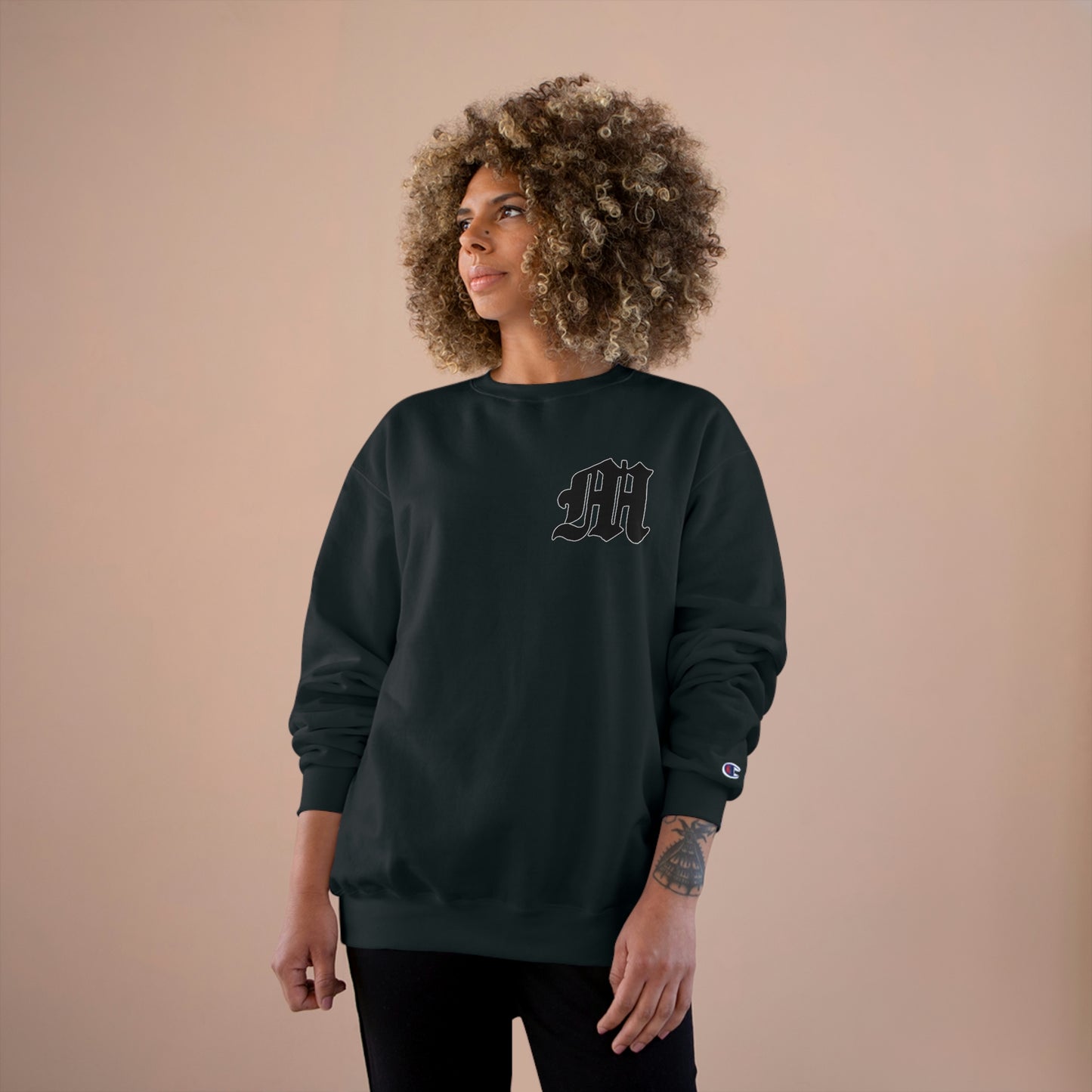 Unisex Champion Eco Crewneck Sweatshirt | Mothers Tattoo Double Panther Logo by Brendan Houston (IG: @ohbhave)