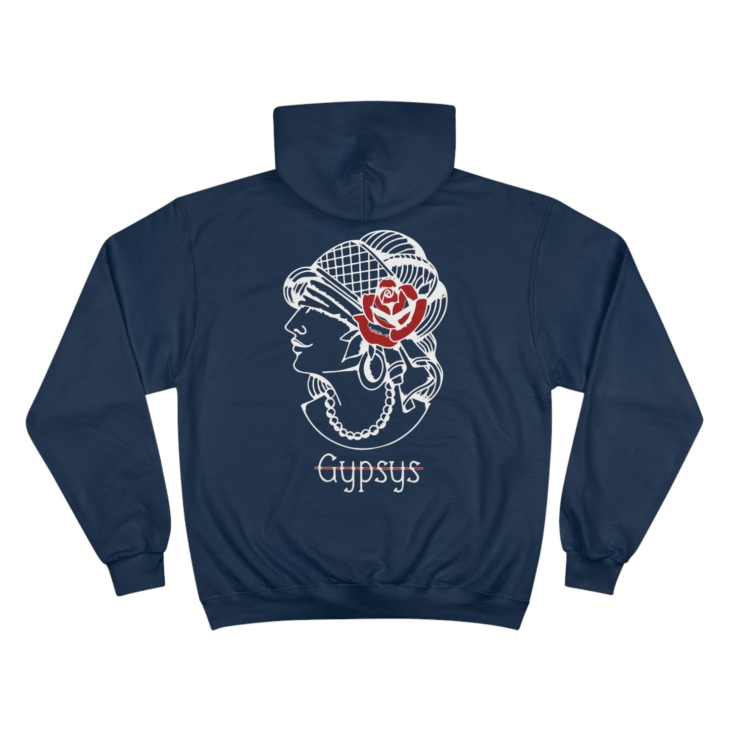 Unisex Champion Hoodie | Gypsy's Red Rose Gypsy Lady (by @ryseart)