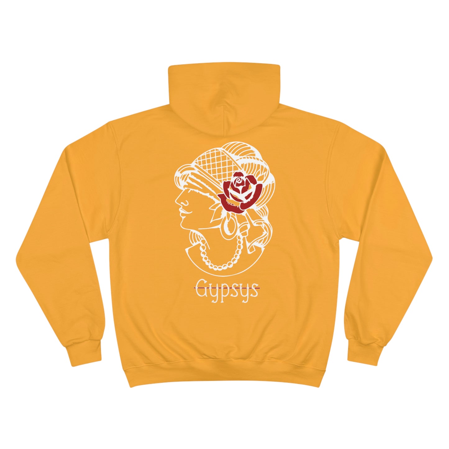Unisex Champion Hoodie | Gypsy's Red Rose Gypsy Lady (by @ryseart)