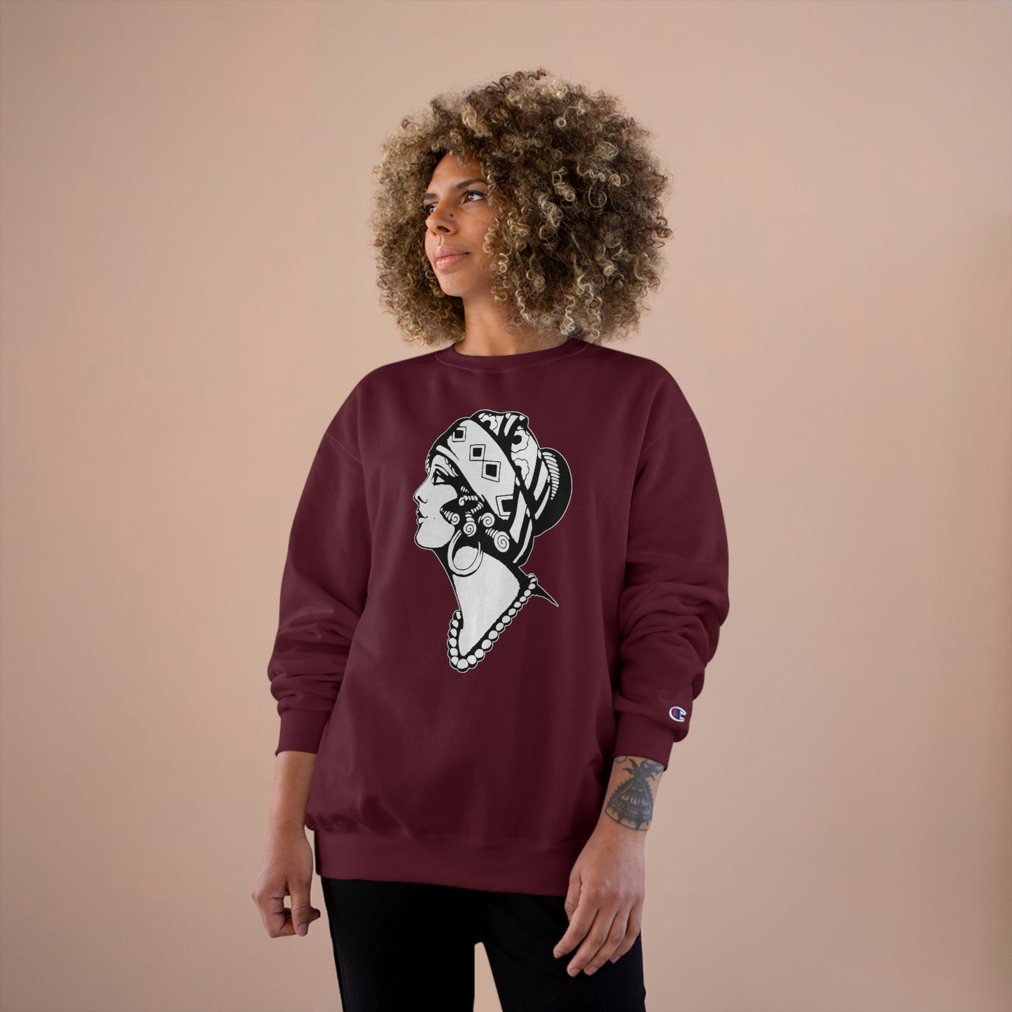 Unisex Champion Crewneck Sweatshirt | Gypsy's Dancing Gypsy Lady (by @tylerabnertattoo)