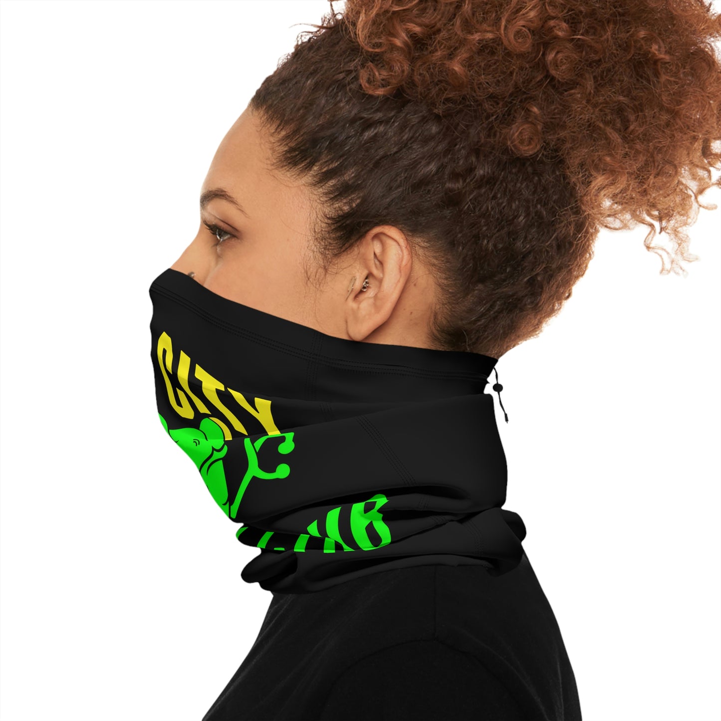 Black Gaiter With Drawstring | QCRFC Frogs Logo