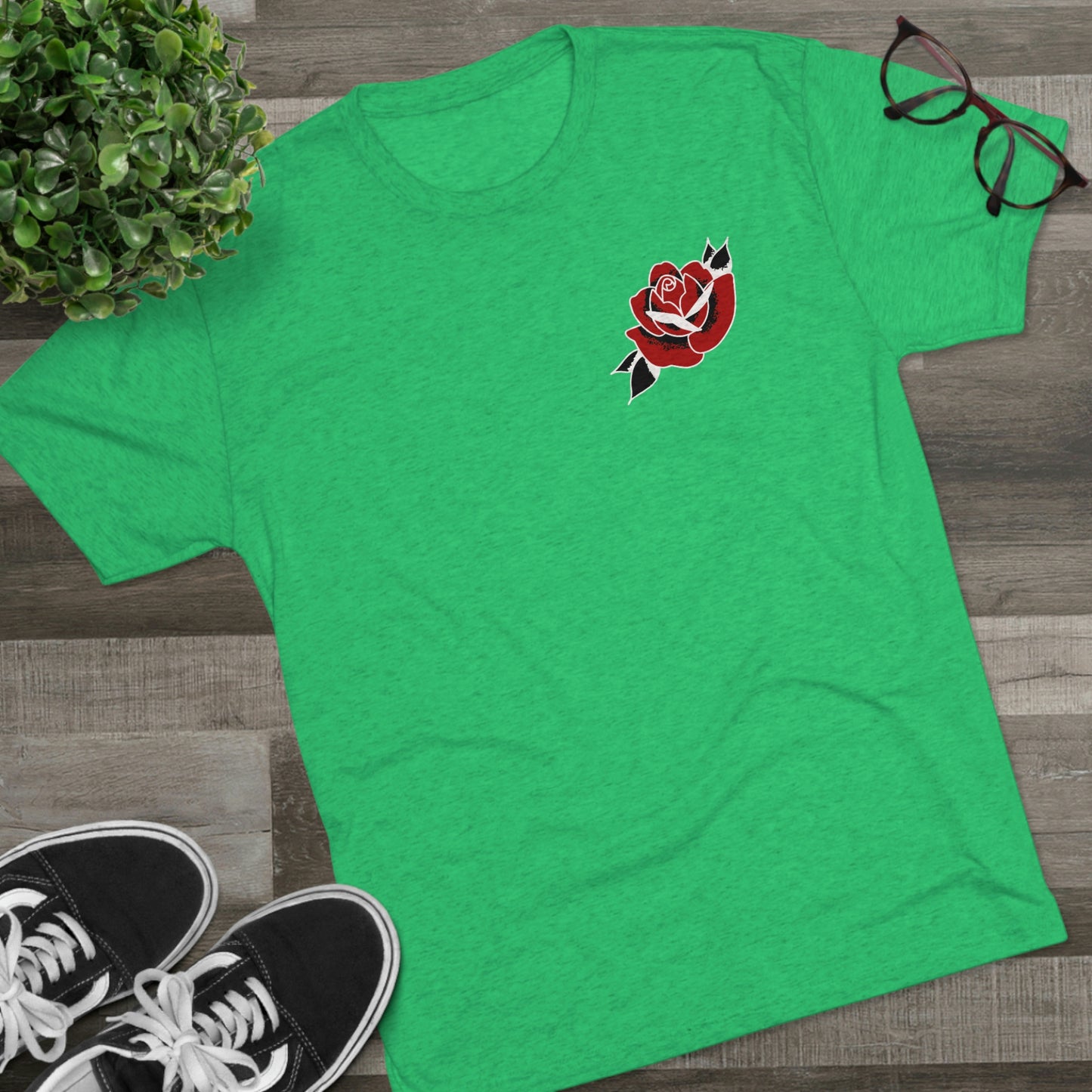 Unisex Tri-Blend Crew Tee | Gypsy's Red Rose Gypsy Lady (by @ryseart)