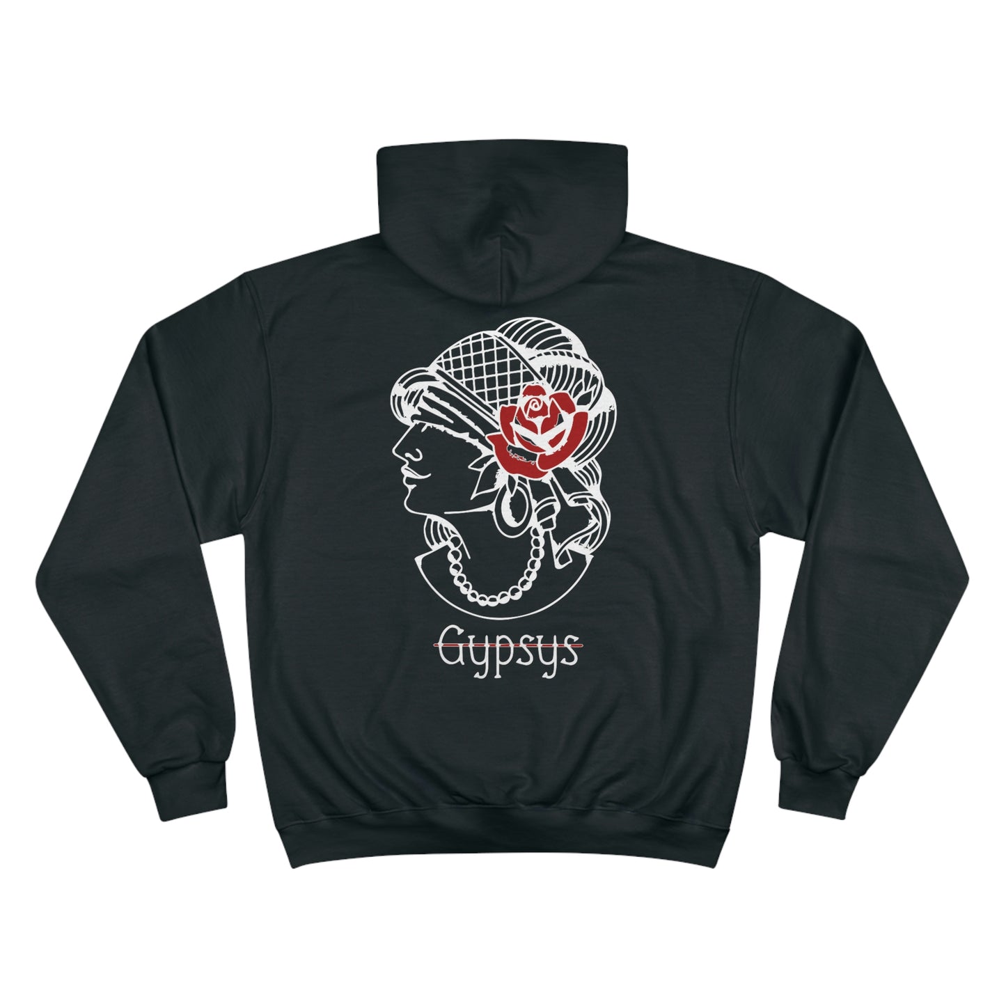 Unisex Champion Hoodie | Gypsy's Red Rose Gypsy Lady (by @ryseart)