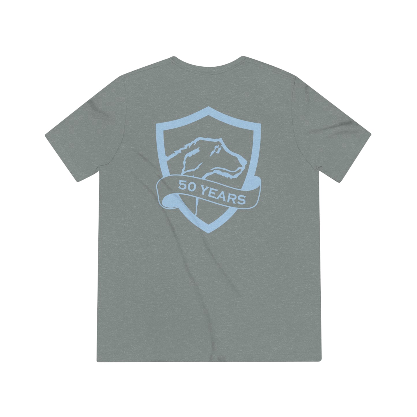 Unisex Triblend Tee | CRFC Wolfhounds 50th Banner Blue